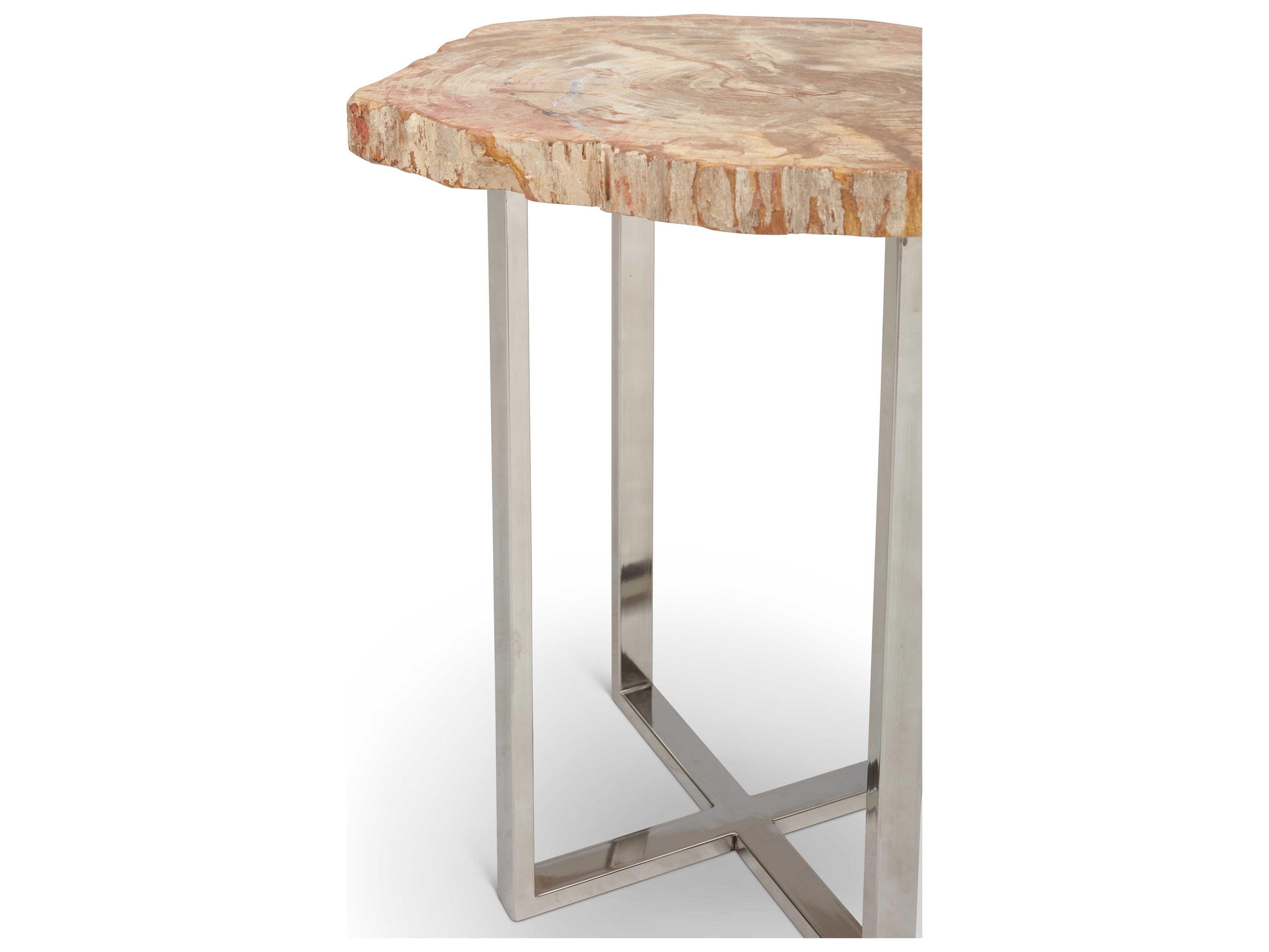 Urbia Relique Wood Natural Light Polished Stainless Steel End Table
