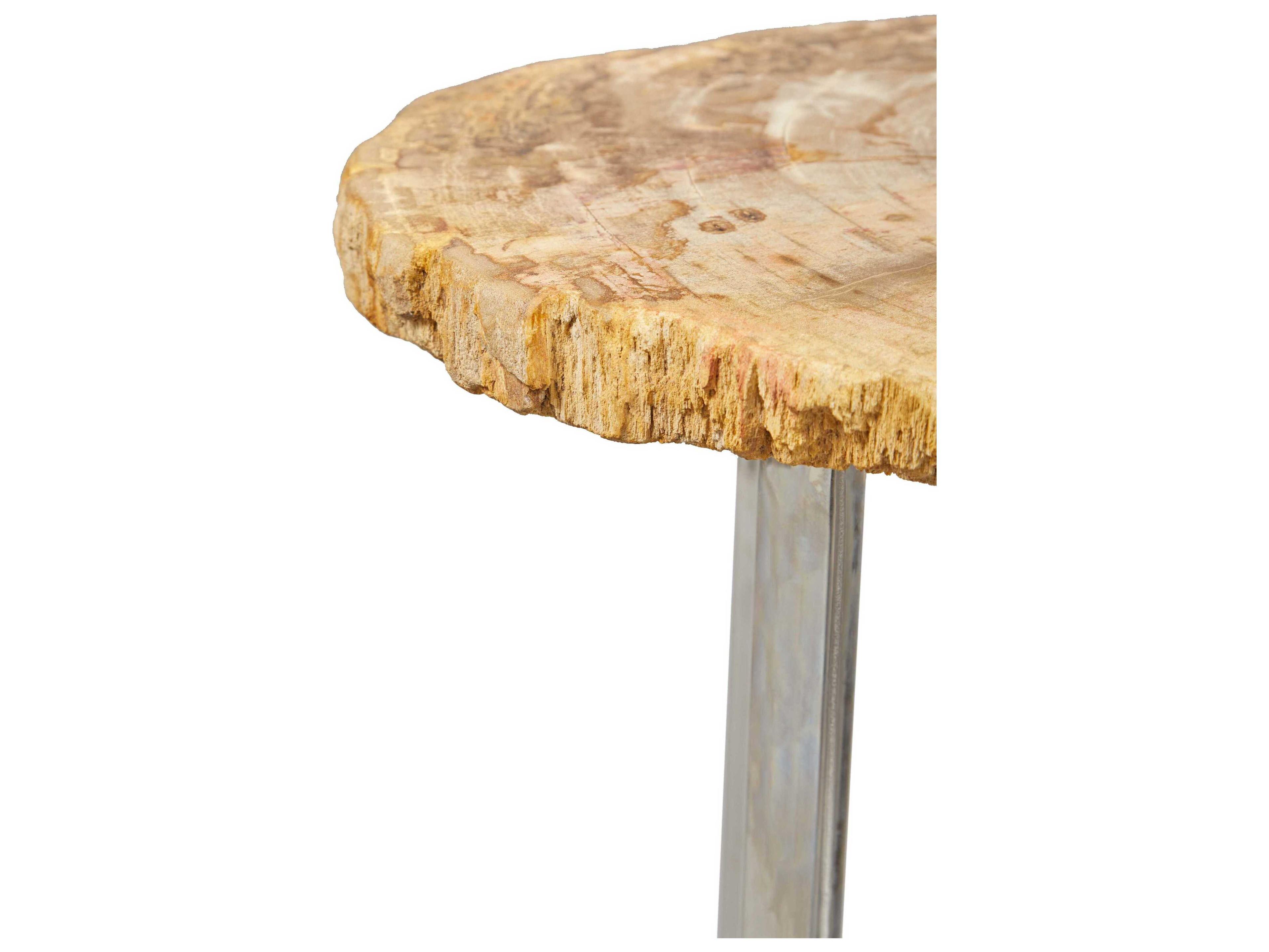 Urbia Relique Wood Natural Light Polished Stainless Steel End Table
