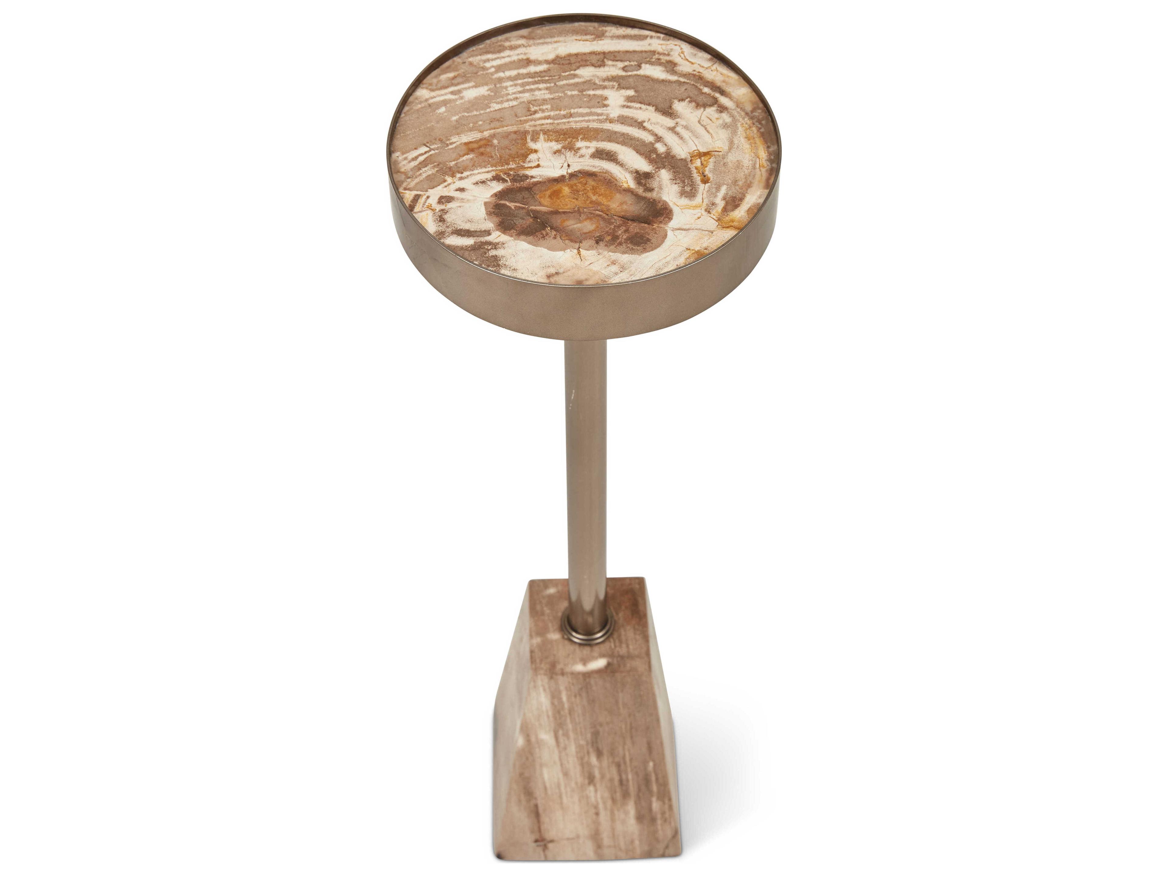 Urbia Relique 8" Round Wood Black Nickel End Table