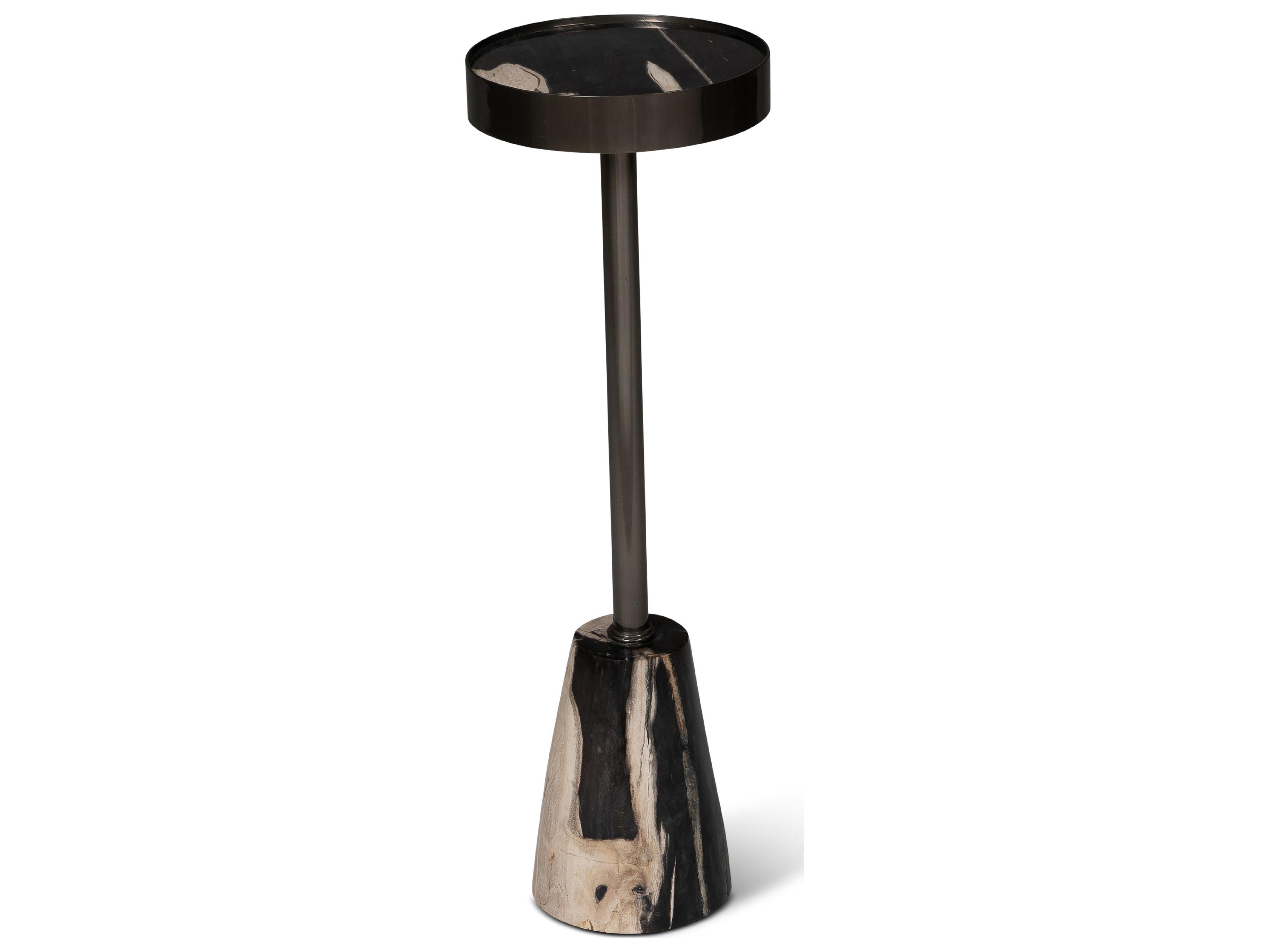 Urbia Relique Jael Drink Table Nickel Frame Natural Dark Top