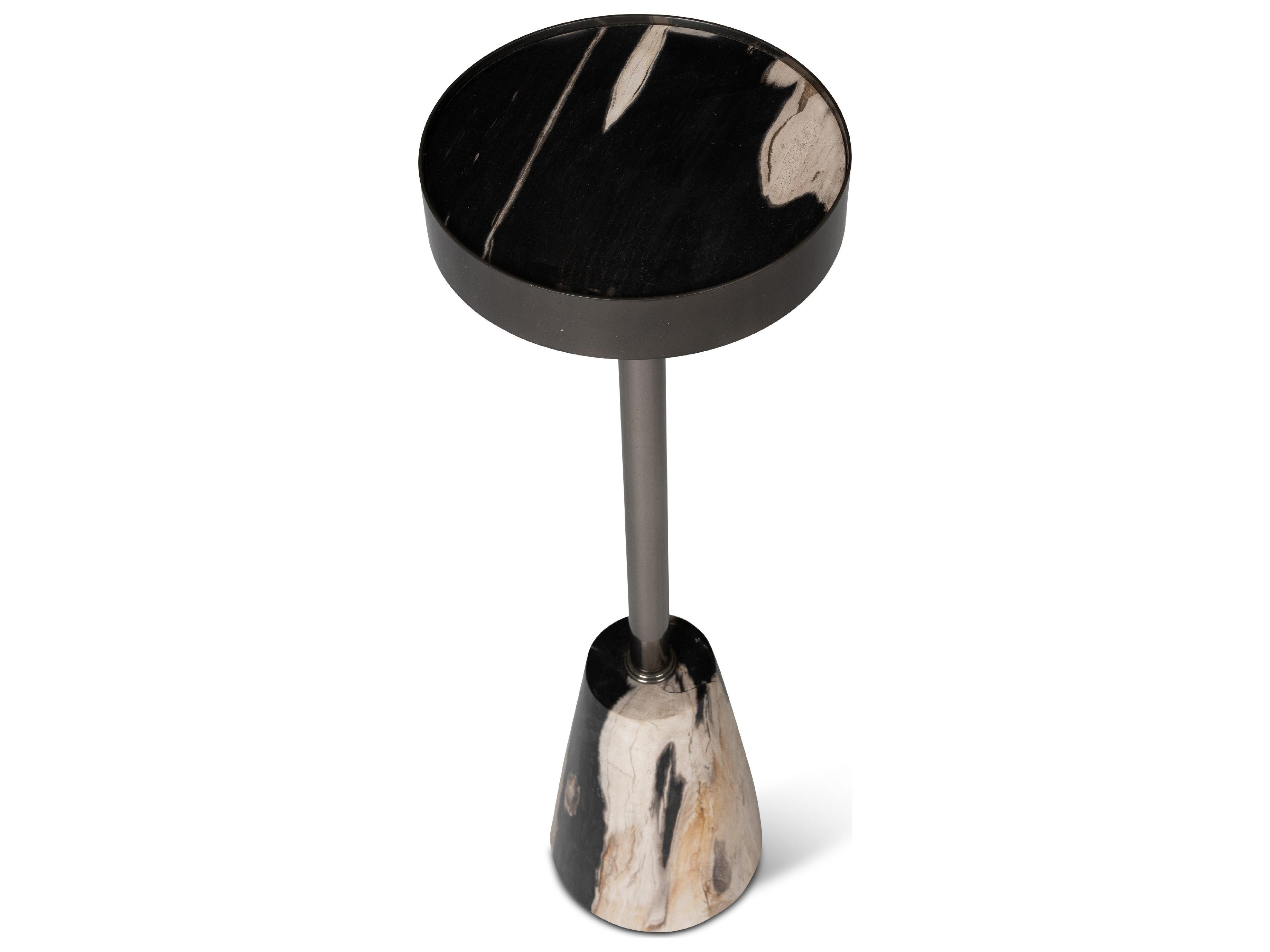 Urbia Relique Jael Drink Table Nickel Frame Natural Dark Top