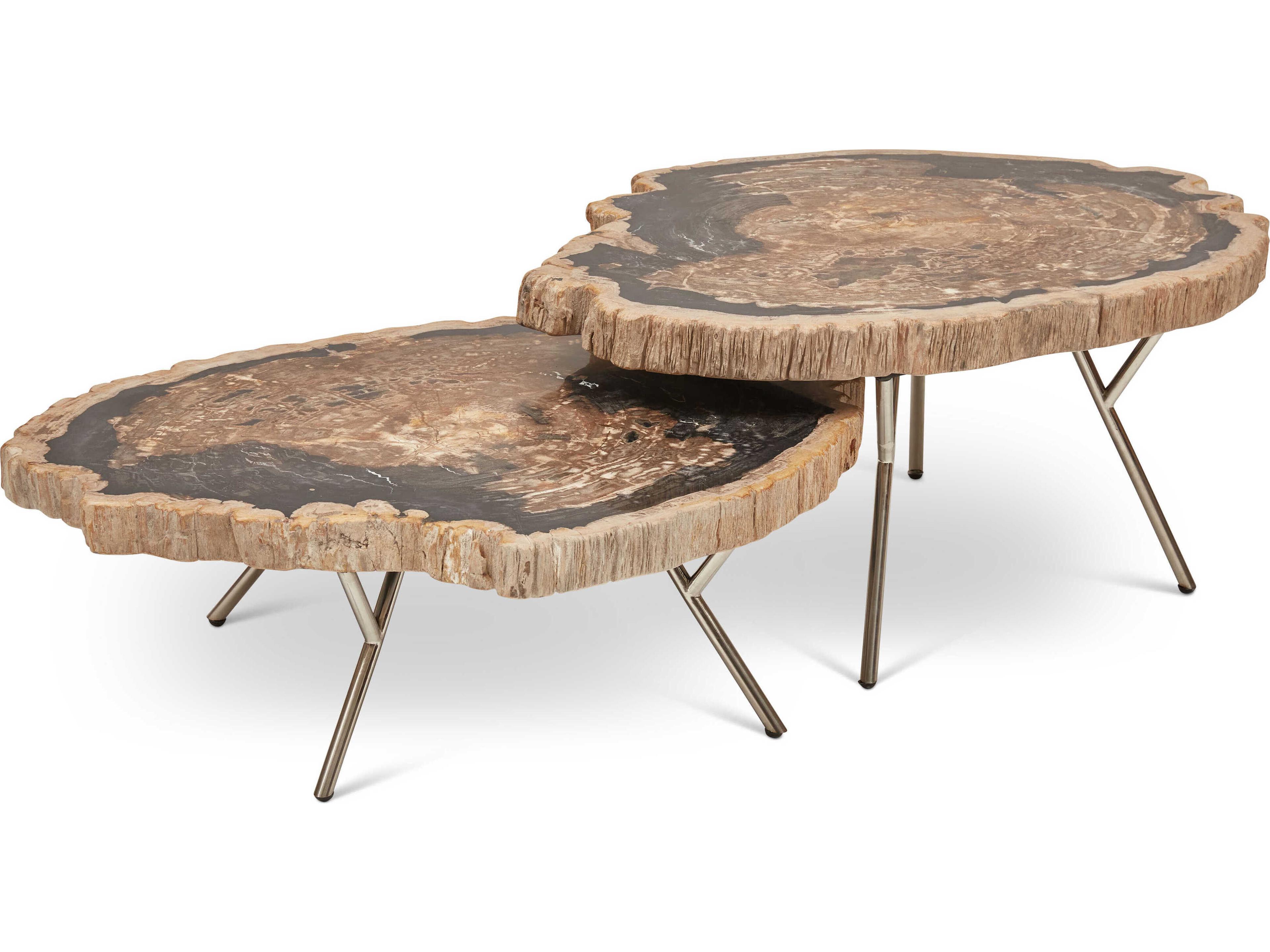 Urbia Relique Wood Natural Dark Polished Stainless Steel End Table