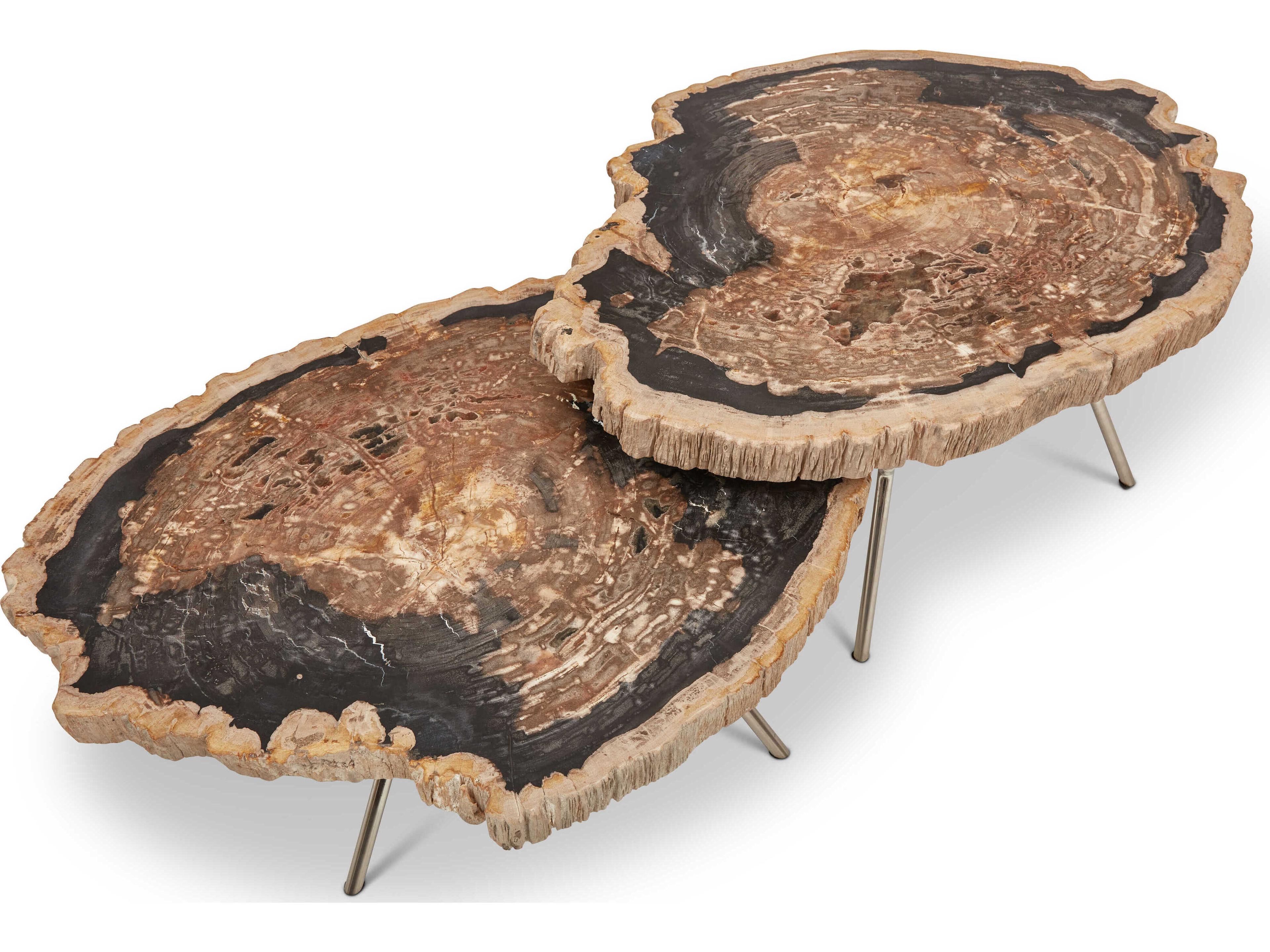 Urbia Relique Wood Natural Dark Polished Stainless Steel End Table