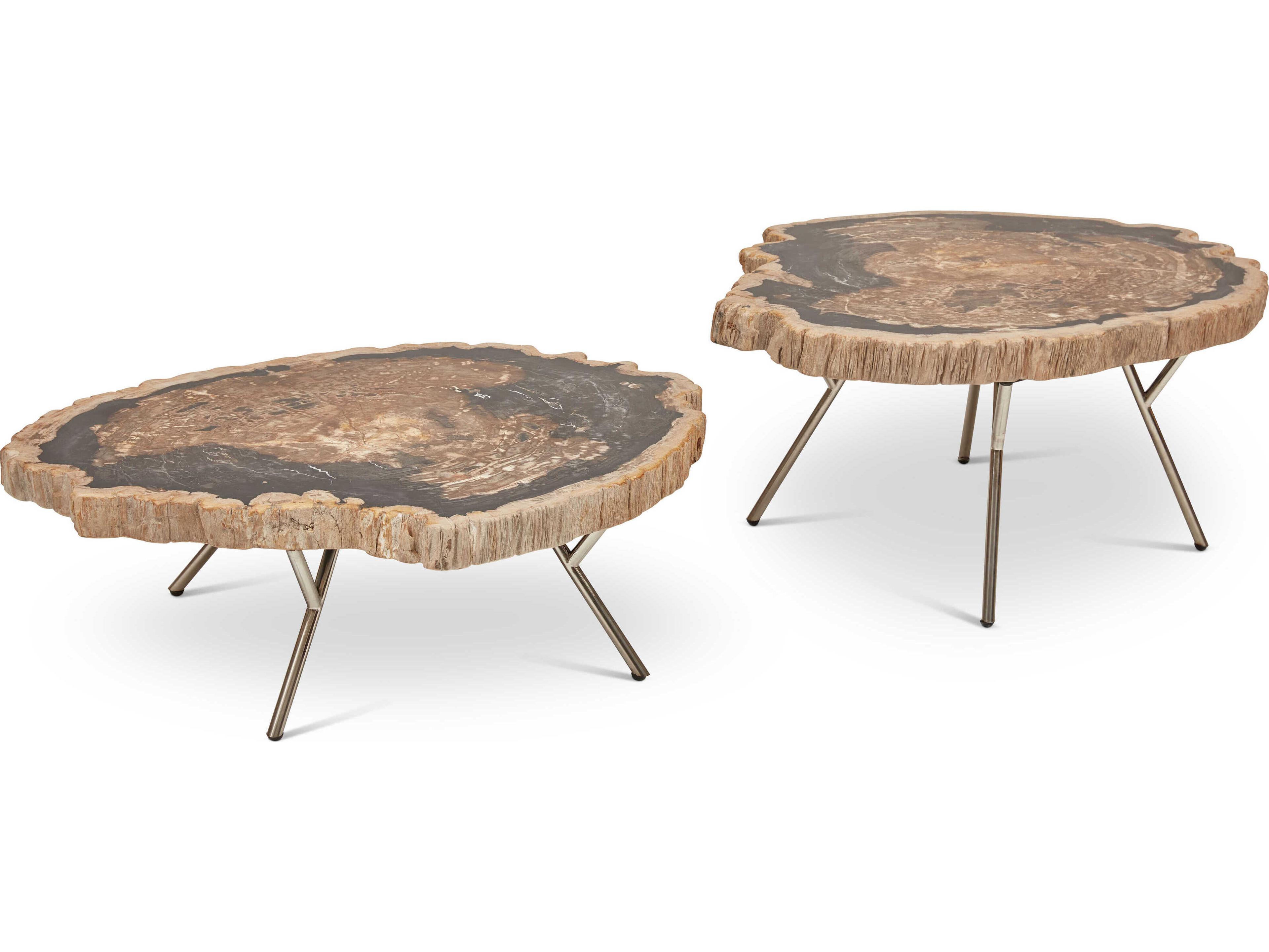 Urbia Relique Wood Natural Dark Polished Stainless Steel End Table