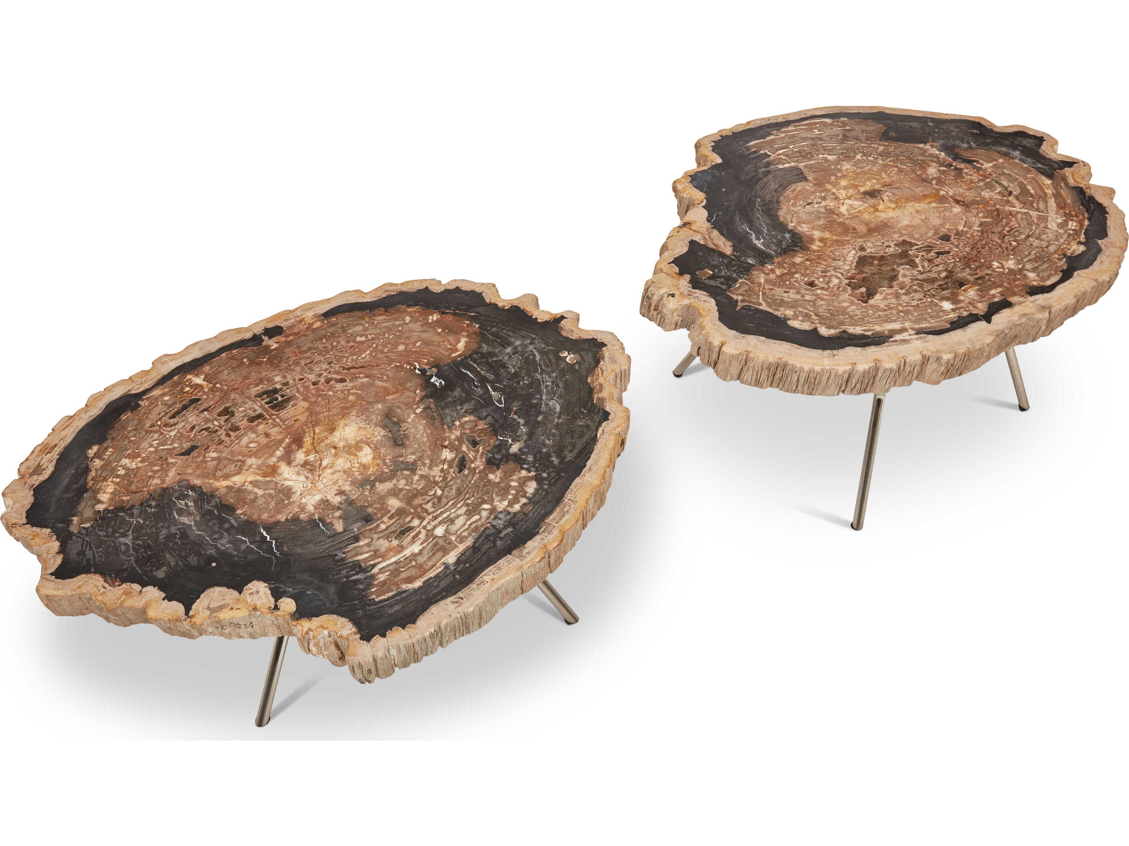 Urbia Relique Wood Natural Dark Polished Stainless Steel End Table