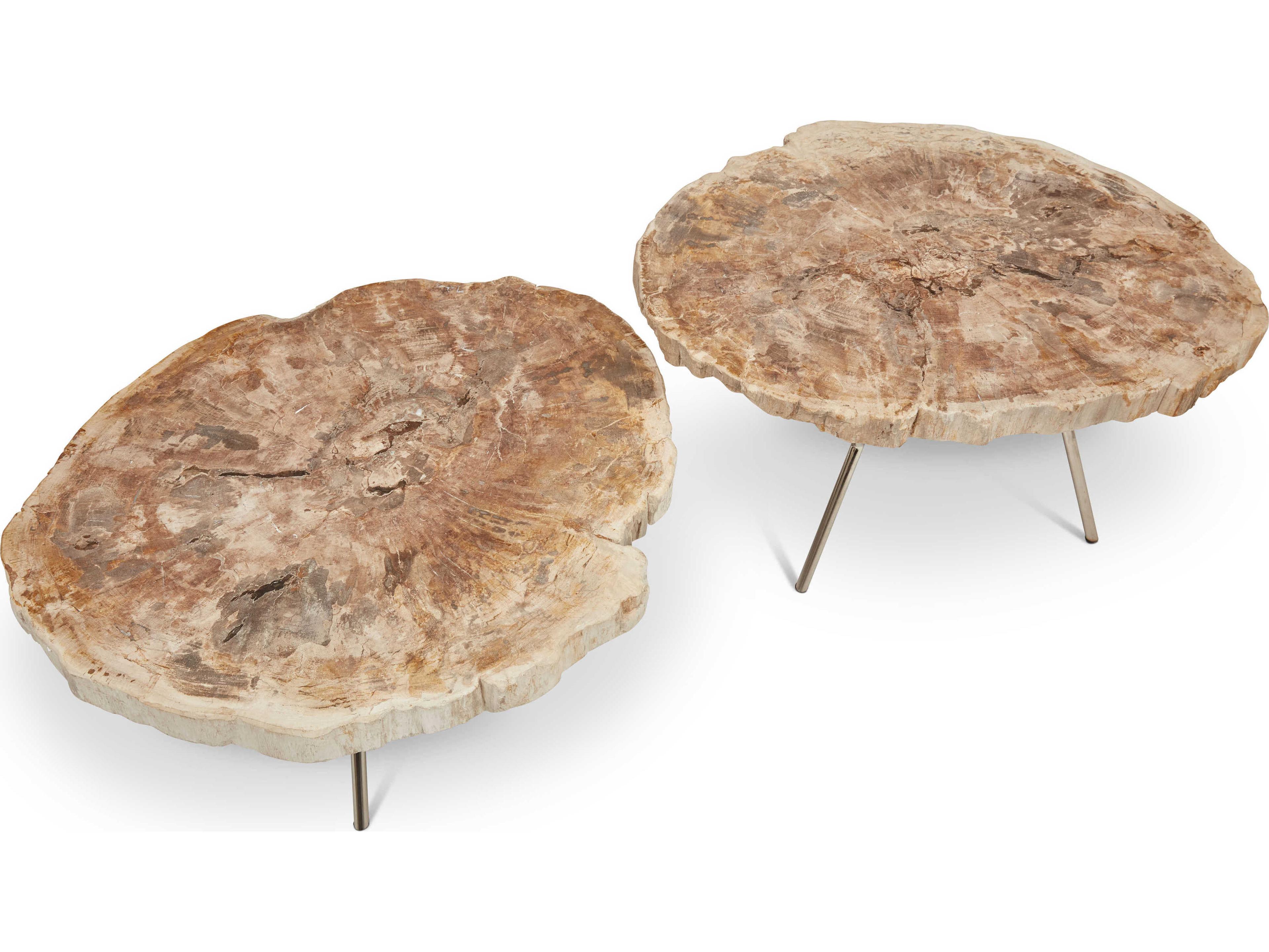 Urbia Relique Wood Natural Light Polished Stainless Steel End Table