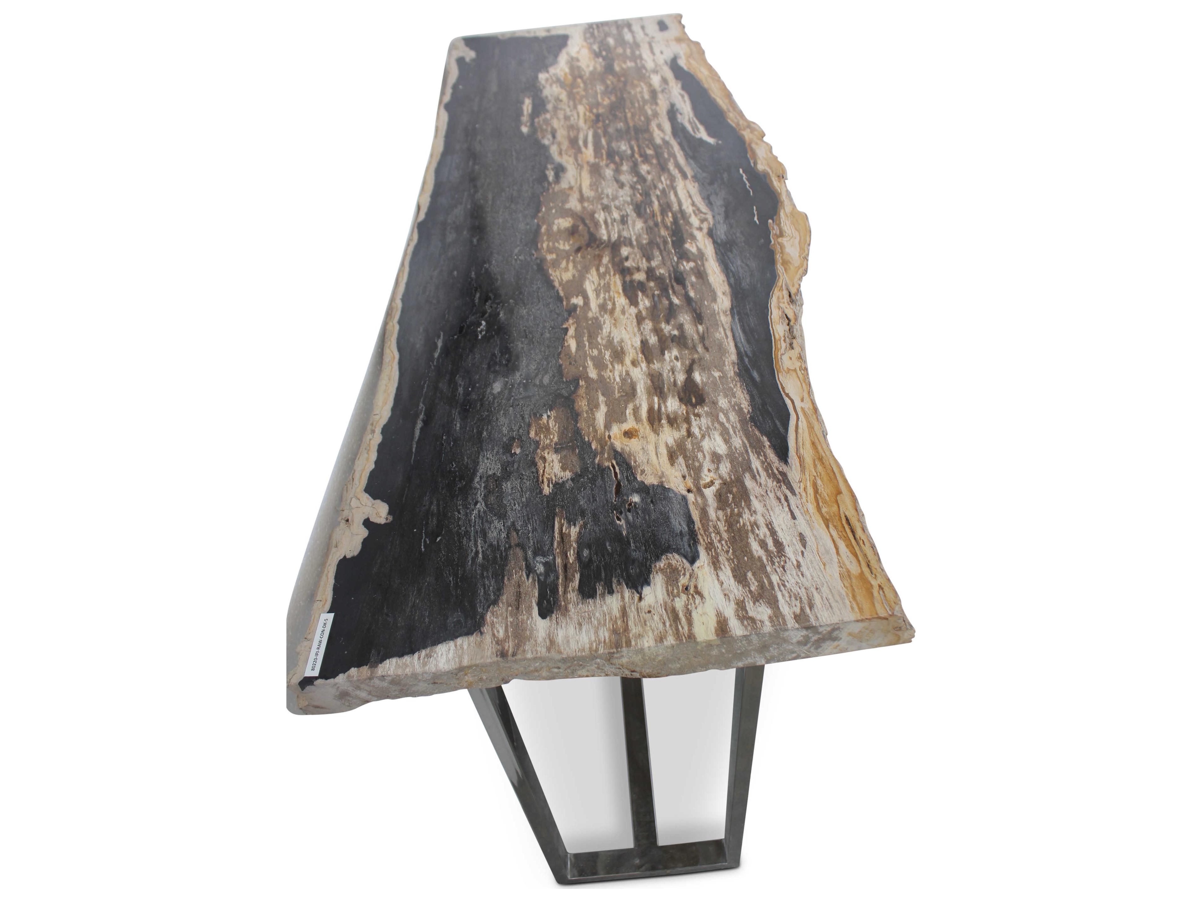 Urbia Relique Rectangular Wood Natural Dark Polished Stainless Steel Console Table