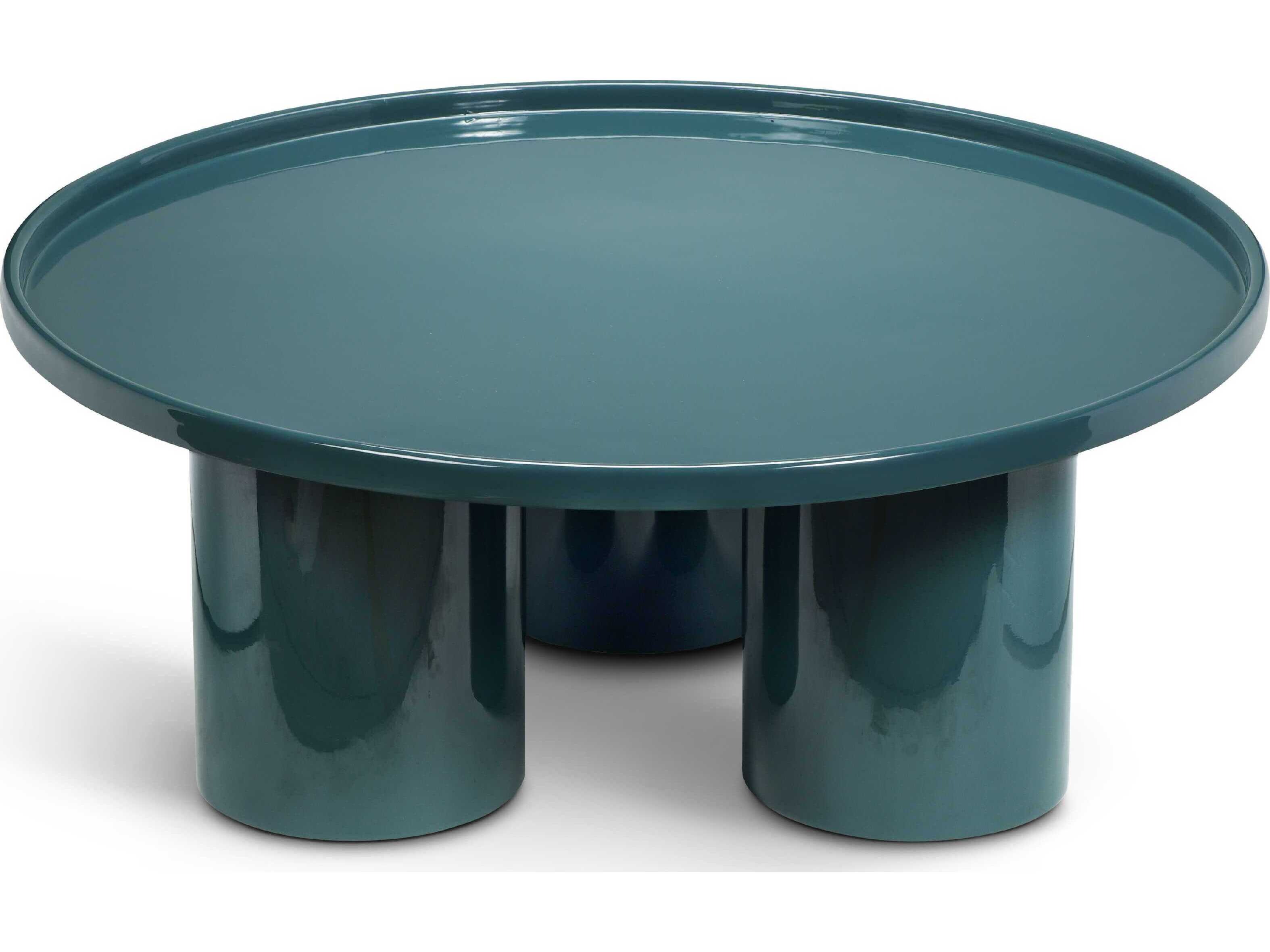 Urbia Eclat Sofia Enamel Round Metal Aegean Teal Coffee Table