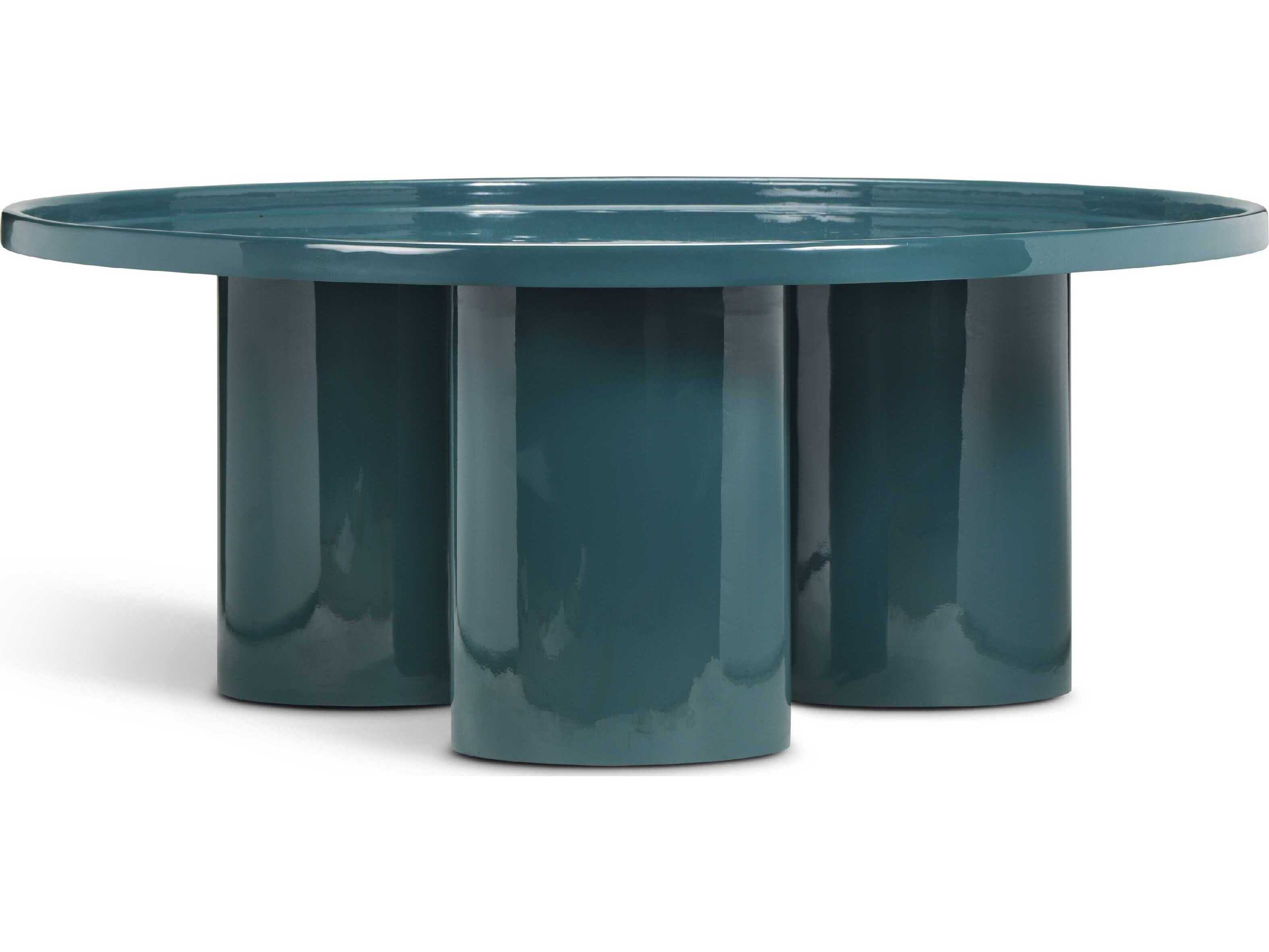 Urbia Eclat Sofia Enamel Round Metal Aegean Teal Coffee Table