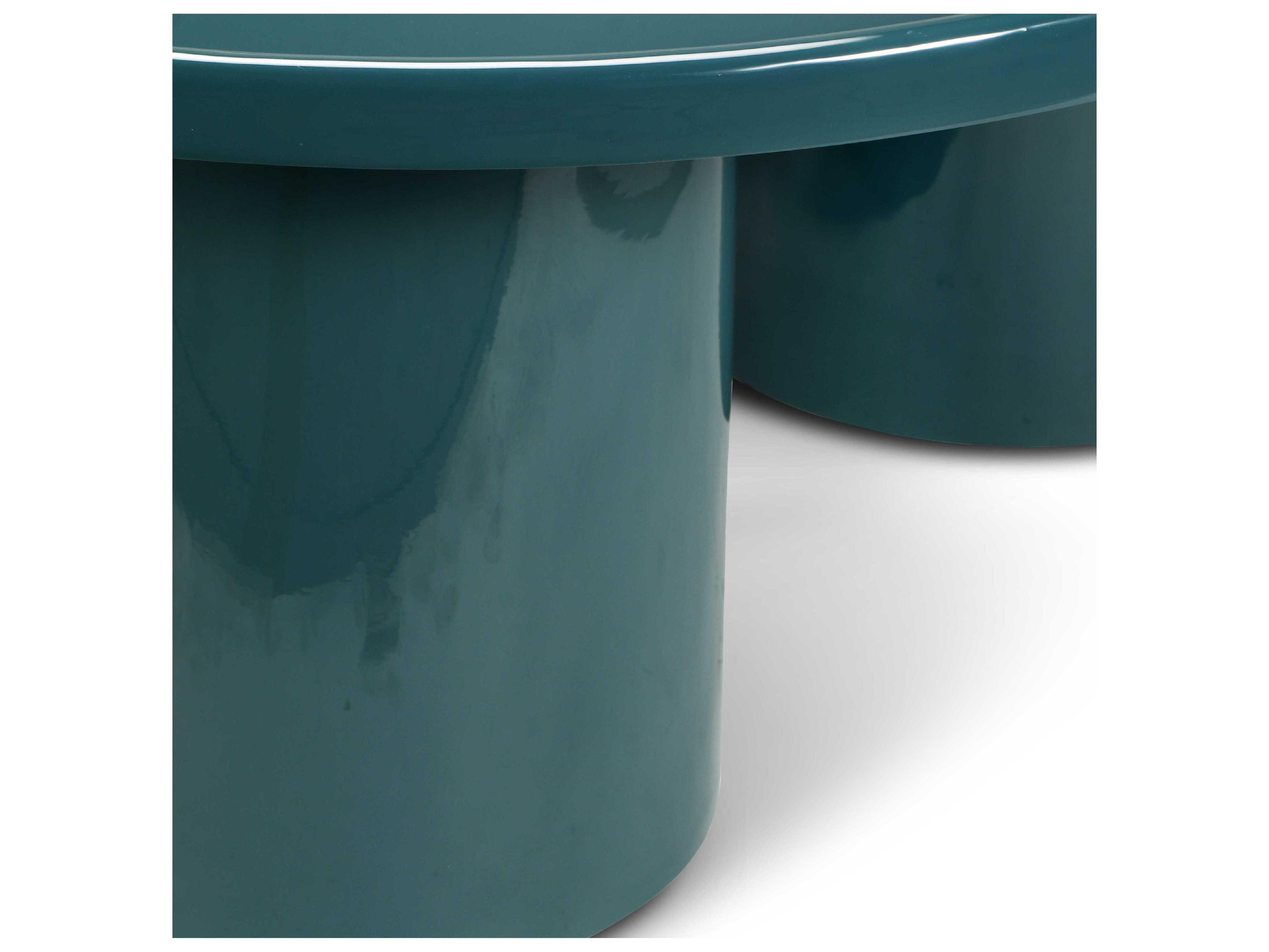 Urbia Eclat Sofia Enamel Round Metal Aegean Teal Coffee Table