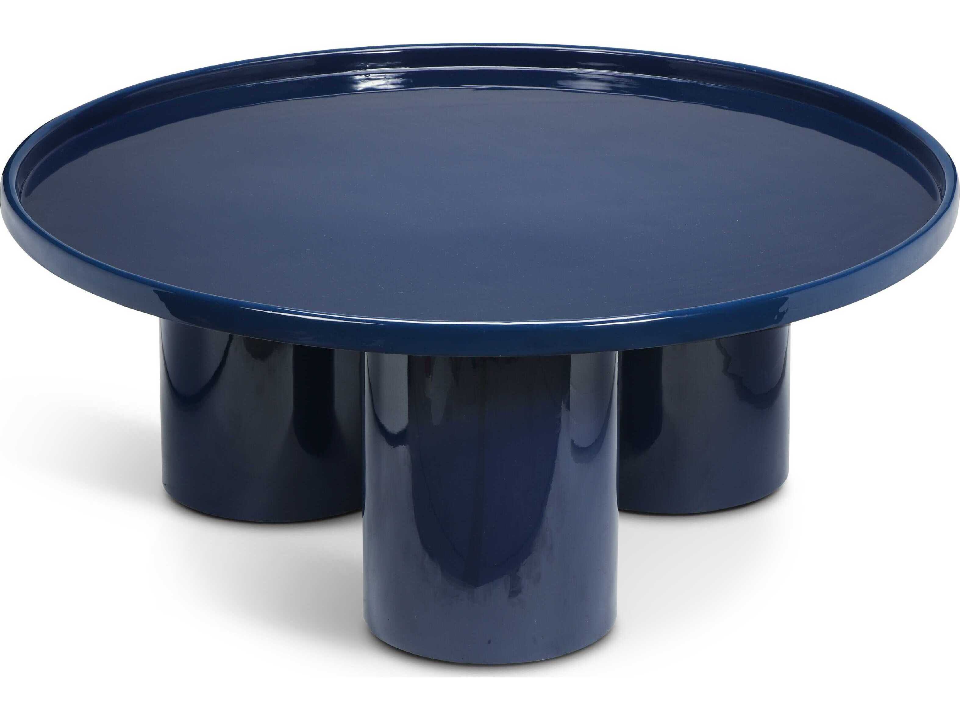 Urbia Eclat Sofia Enamel Round Metal Navy Coffee Table