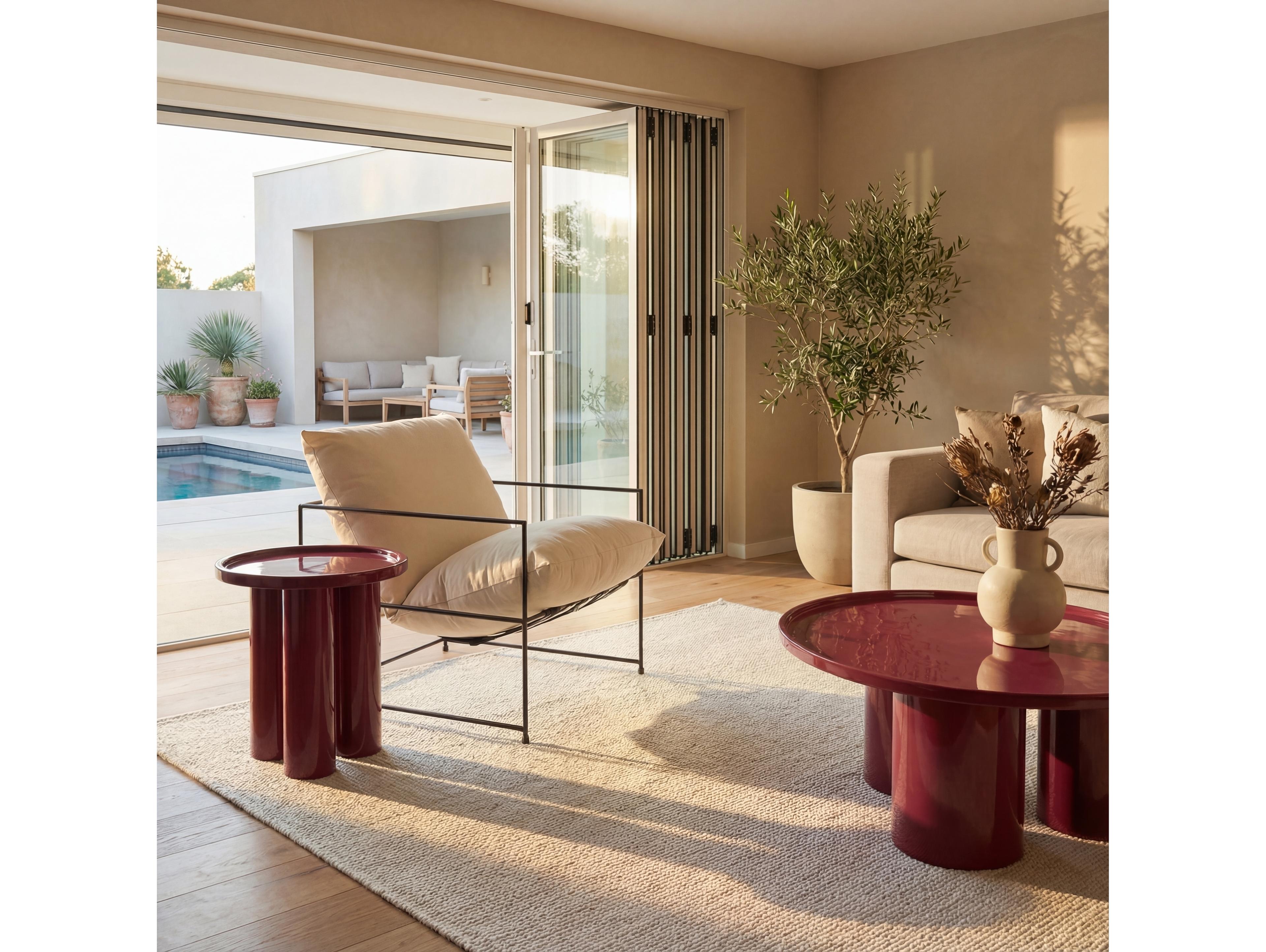 Urbia Eclat Sofia Enamel Round Metal Plum Coffee Table