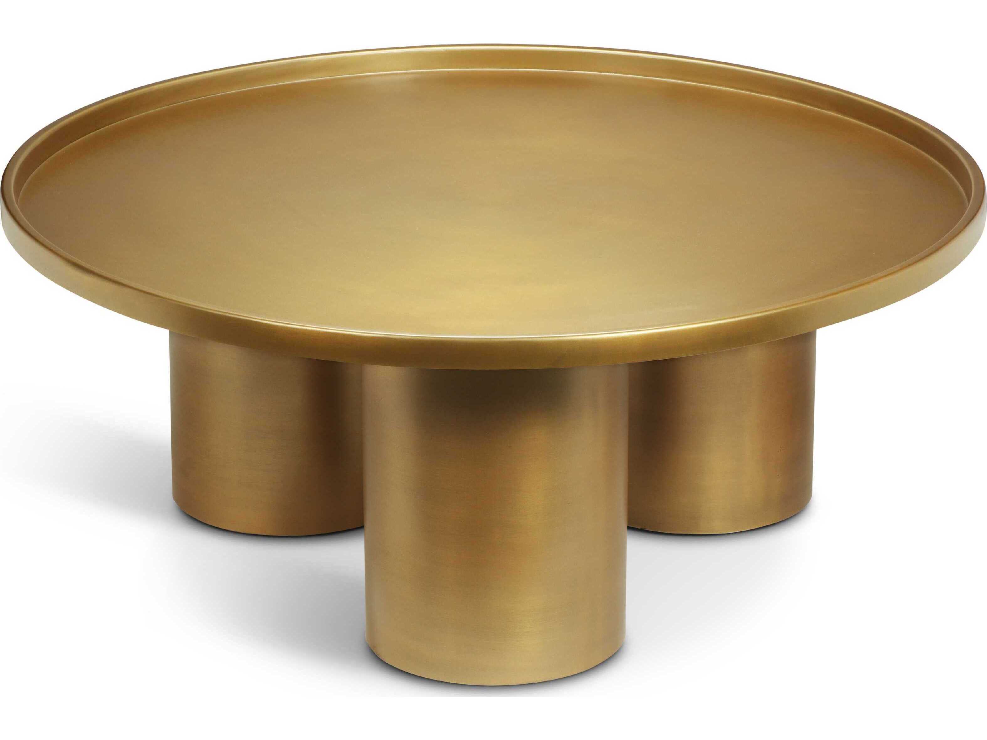 Urbia Eclat Sofia Round Metal Industrial Brass Coffee Table
