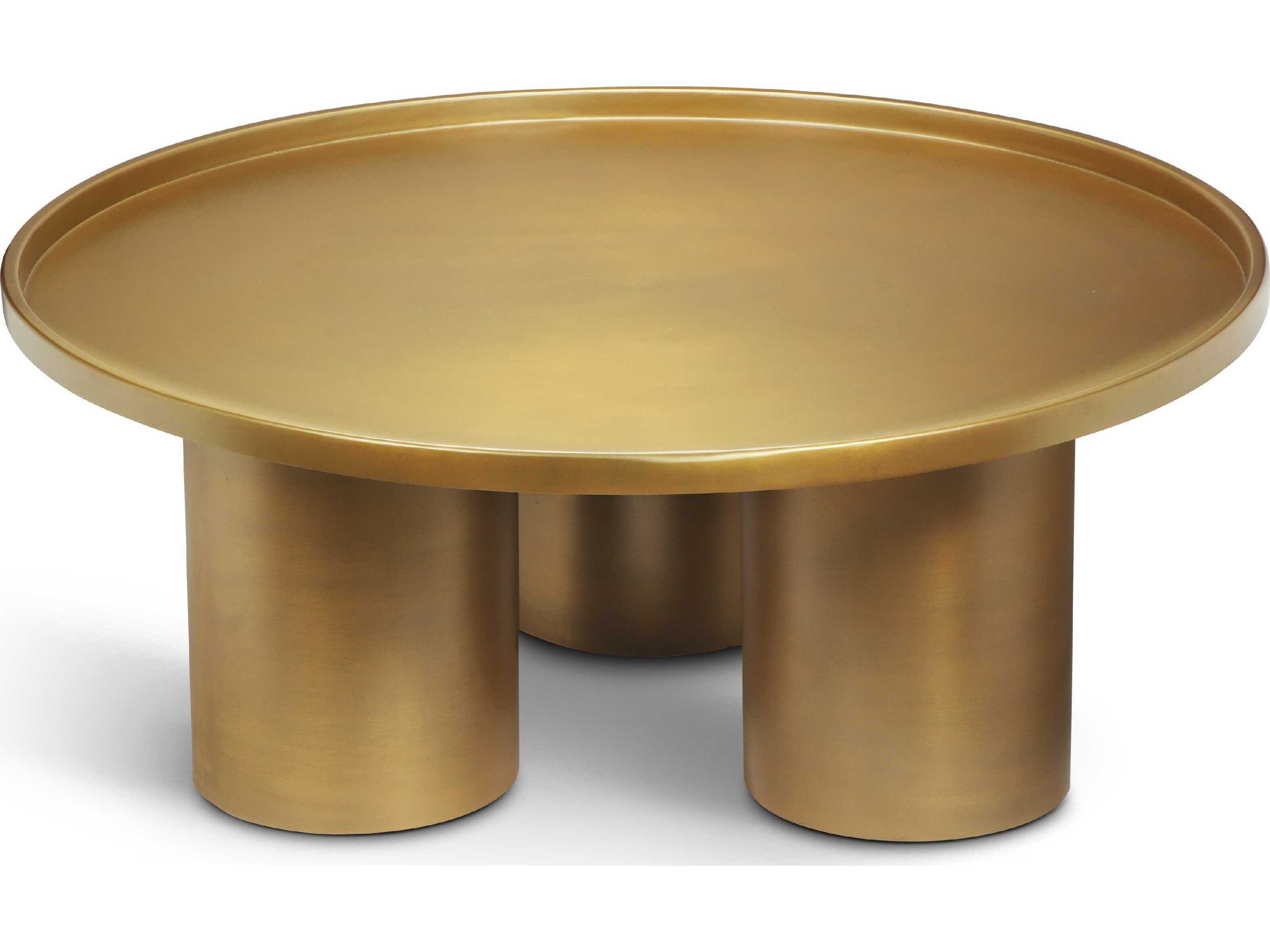 Urbia Eclat Sofia Round Metal Industrial Brass Coffee Table