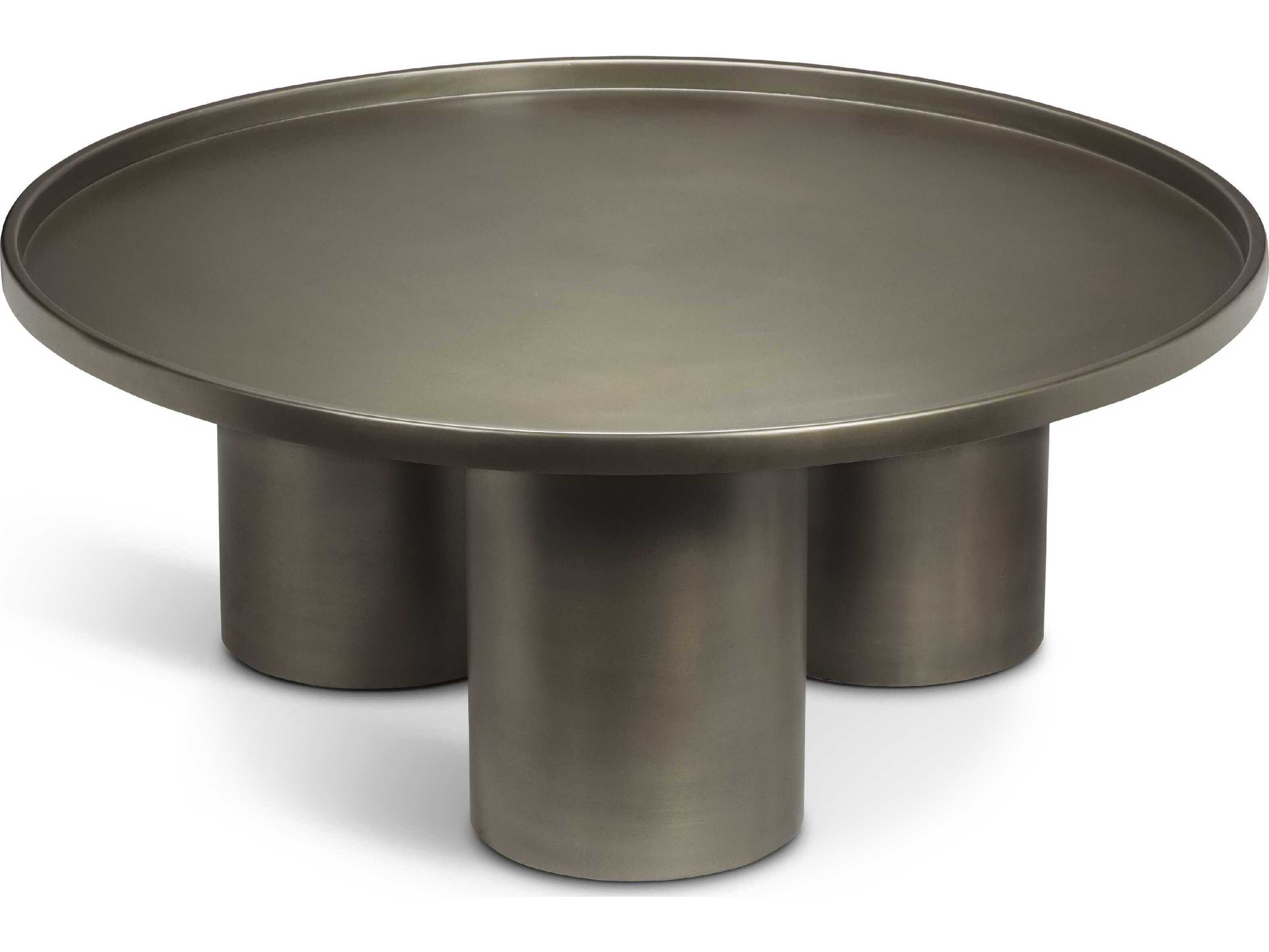 Urbia Eclat Sofia Round Metal Industrial Nickel Coffee Table