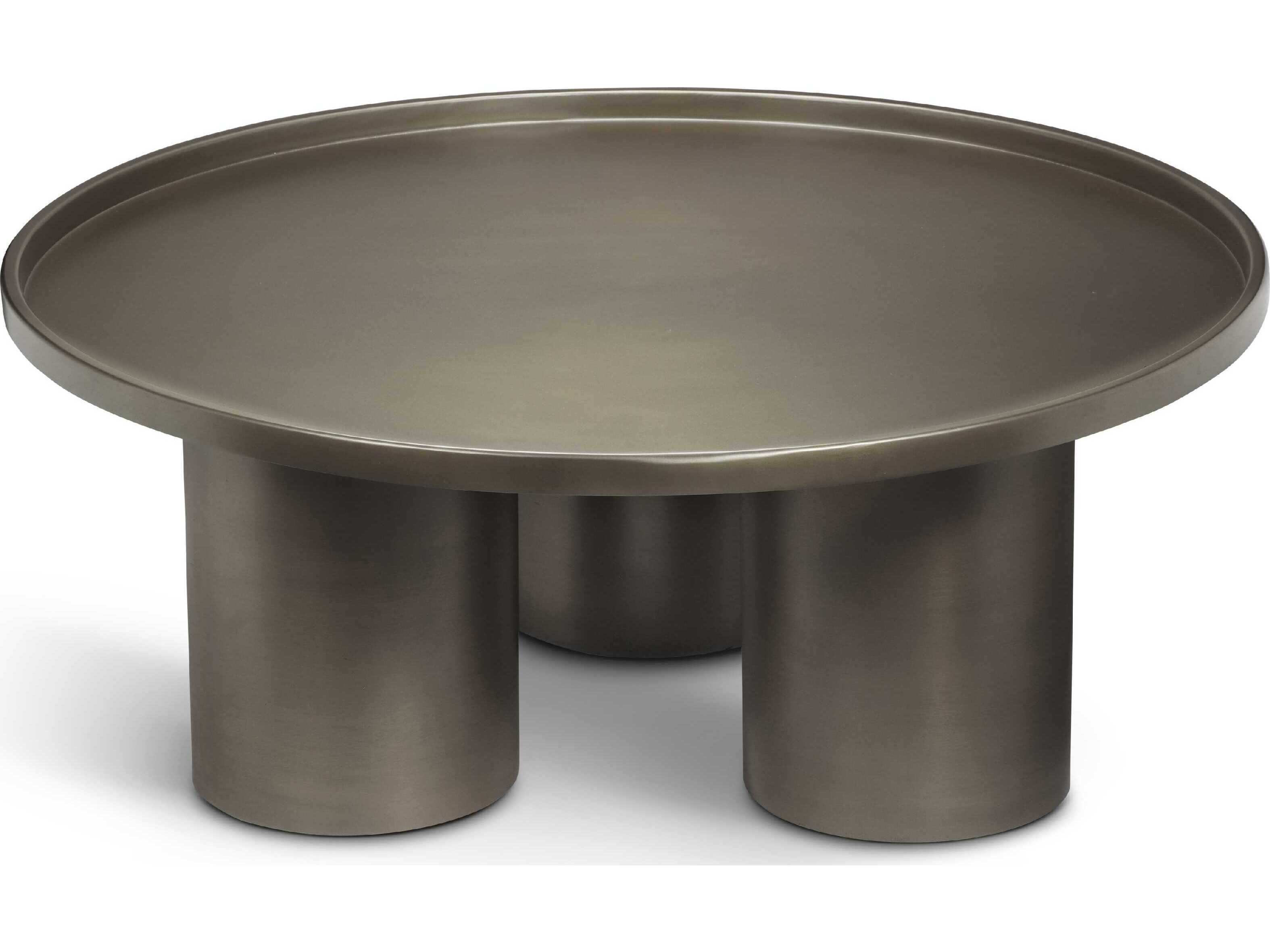 Urbia Eclat Sofia Round Metal Industrial Nickel Coffee Table