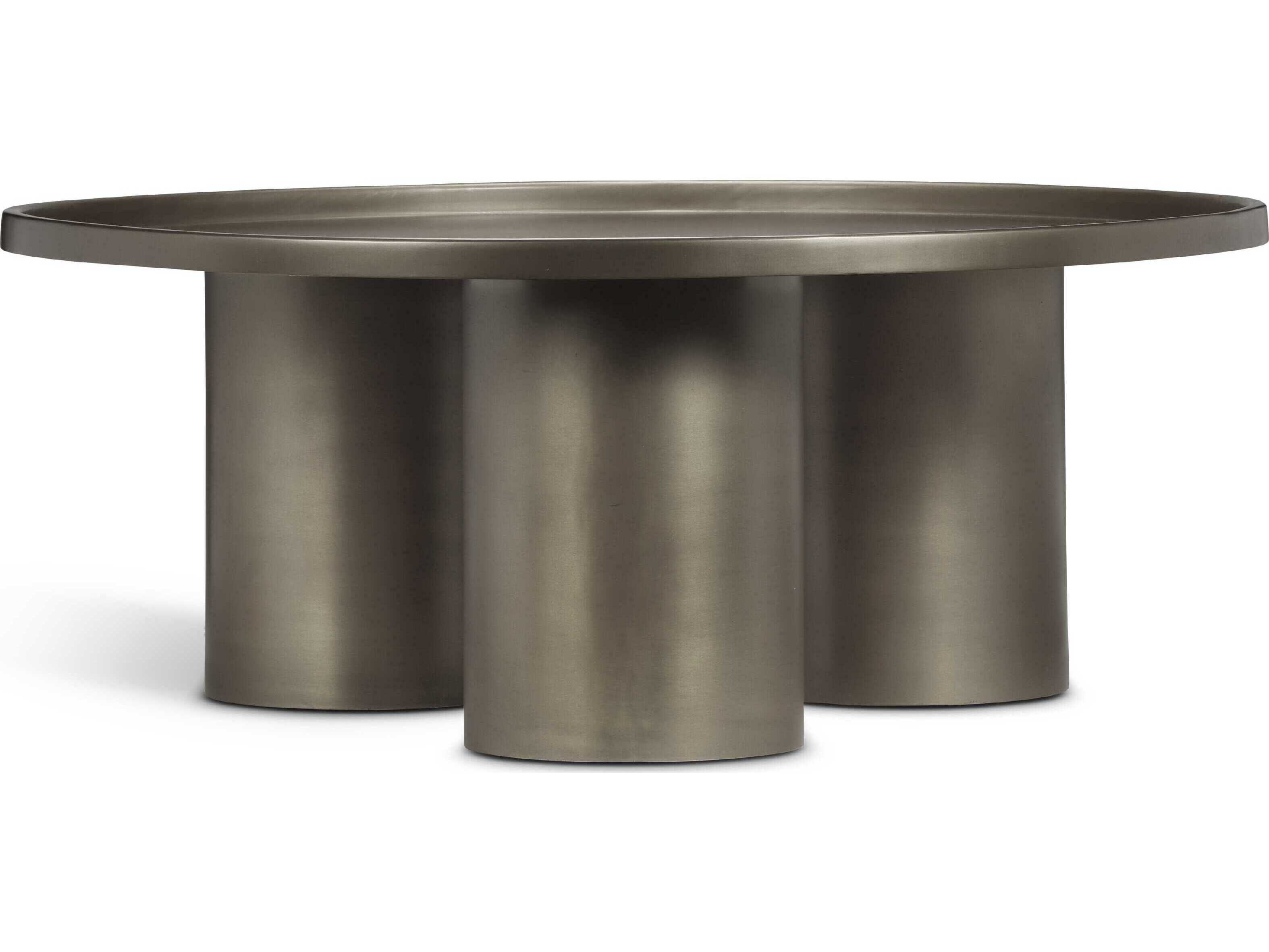 Urbia Eclat Sofia Round Metal Industrial Nickel Coffee Table
