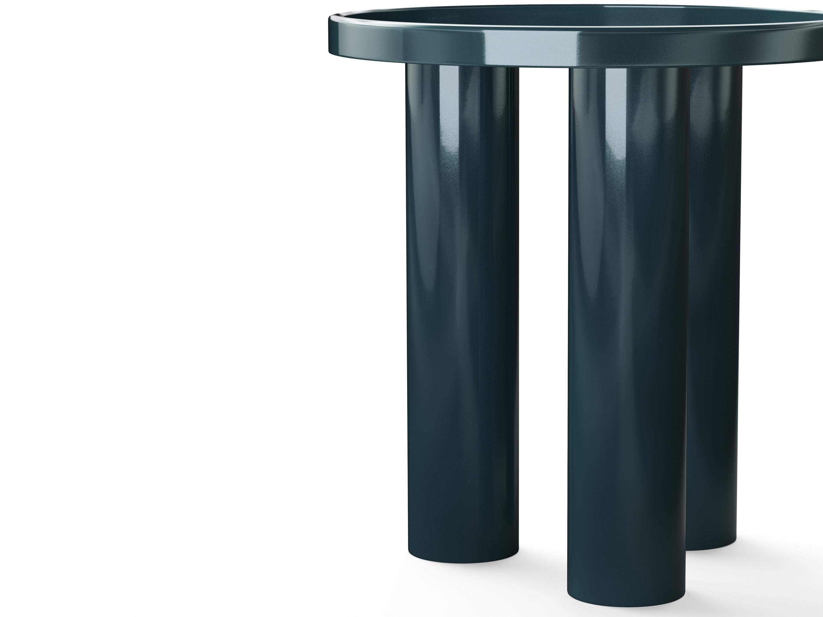 Urbia Eclat Sofia Enamel Round Metal Aegean Teal End Table