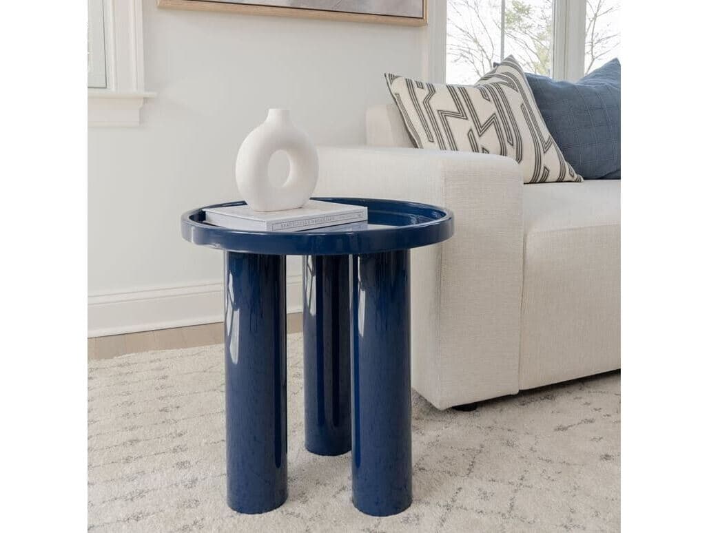 Urbia Eclat Sofia Enamel Round Metal Navy End Table