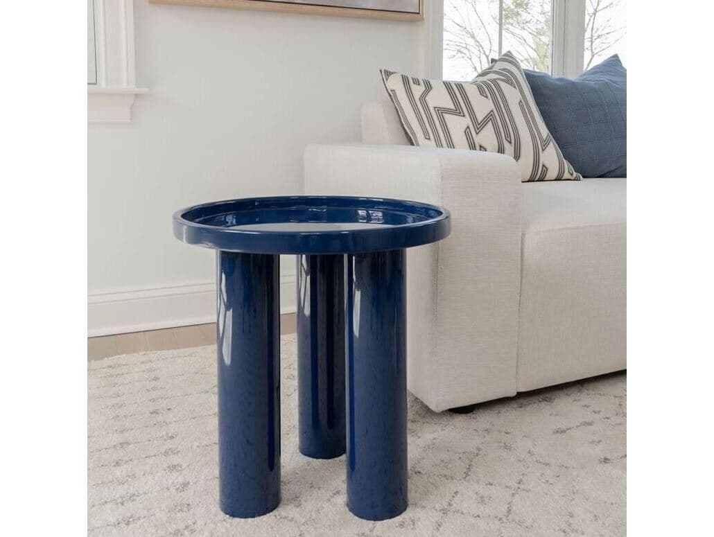 Urbia Eclat Sofia Enamel Round Metal Navy End Table