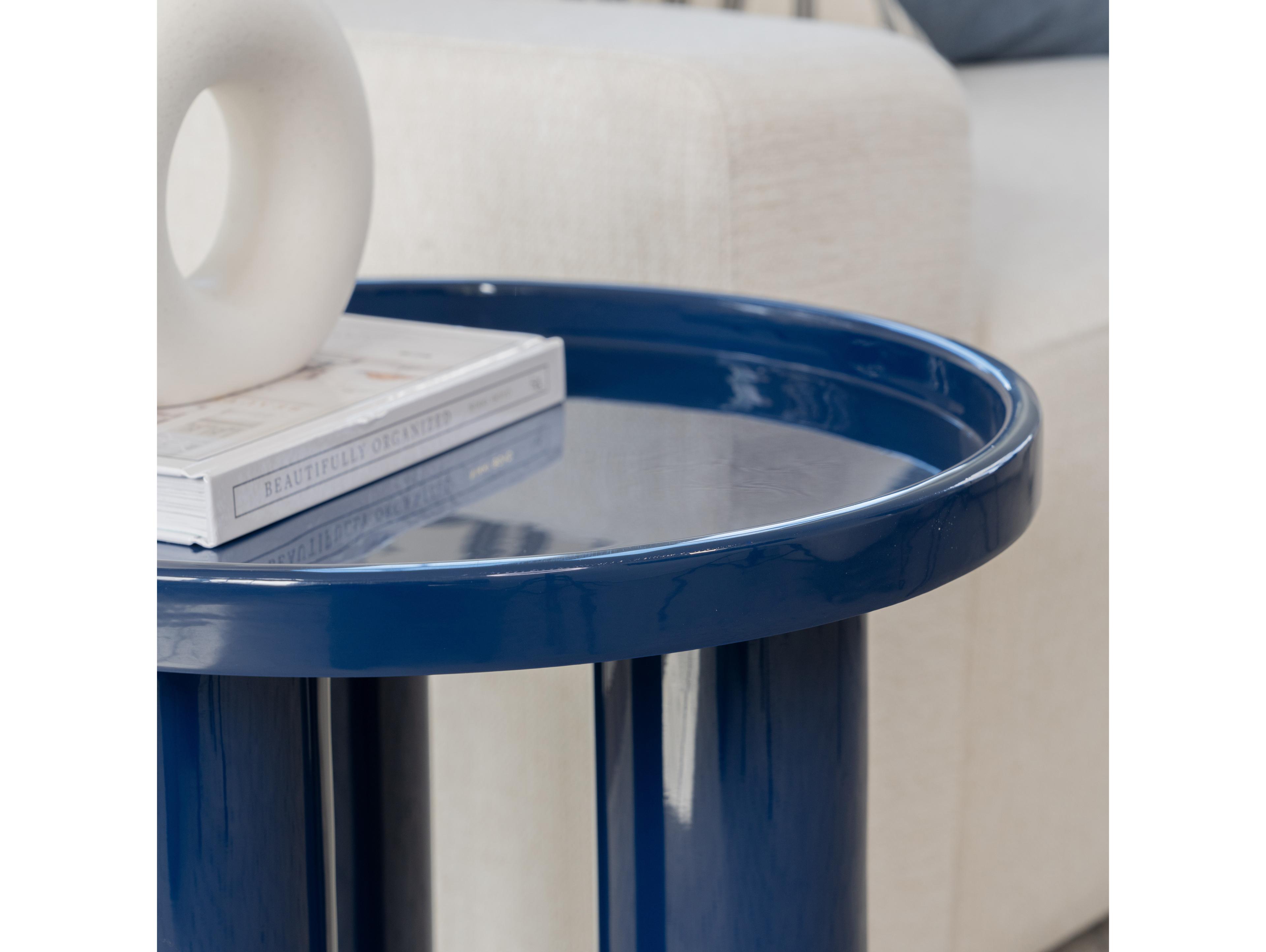 Urbia Eclat Sofia Enamel Round Metal Navy End Table