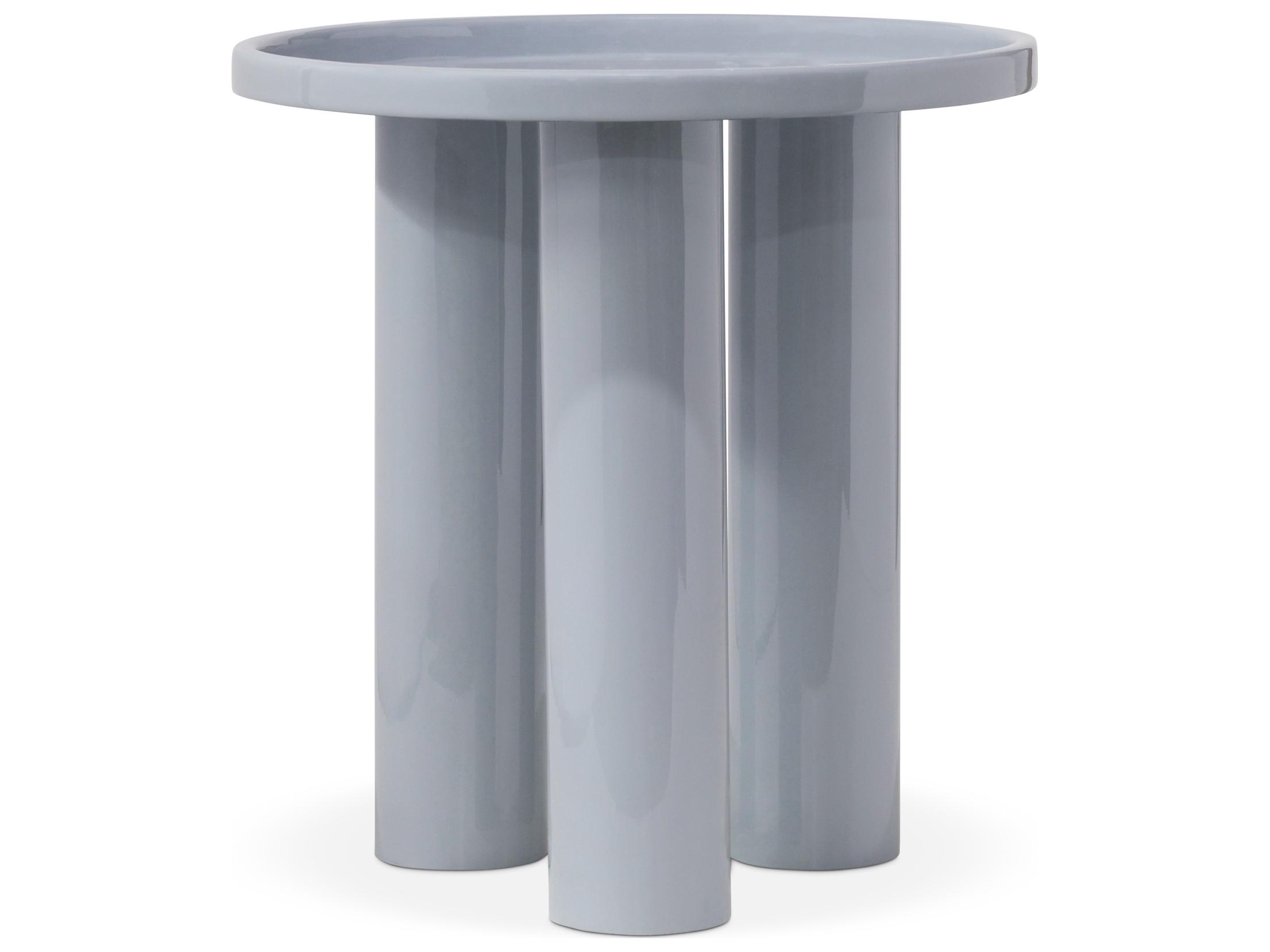 Urbia Eclat Round Metal Pearl Blue End Table
