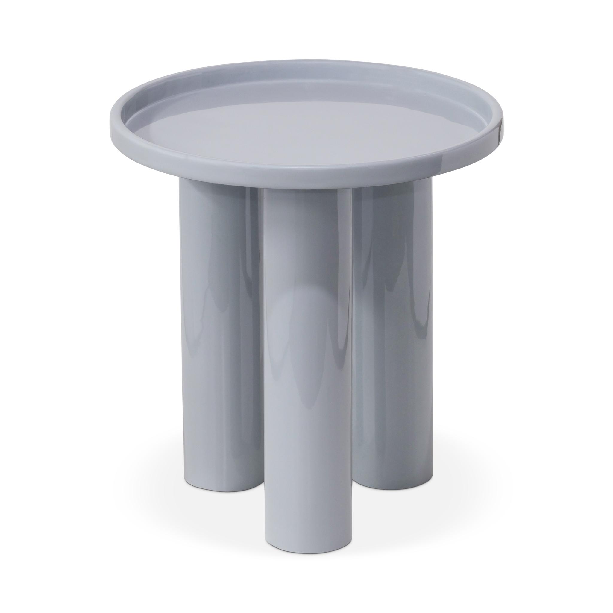 Urbia Eclat Round Metal Pearl Blue End Table