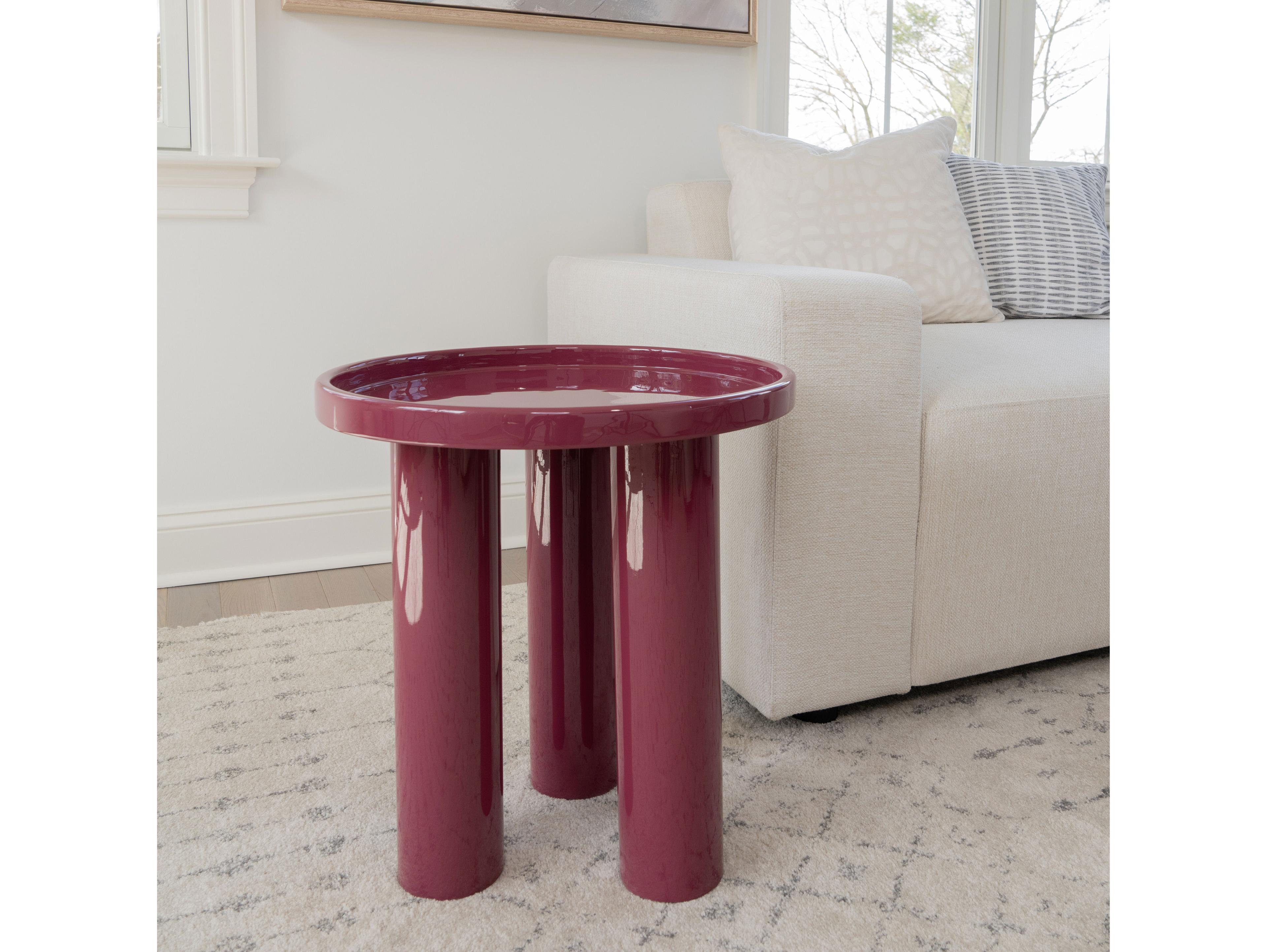 Urbia Eclat Sofia Enamel Round Metal Plum End Table
