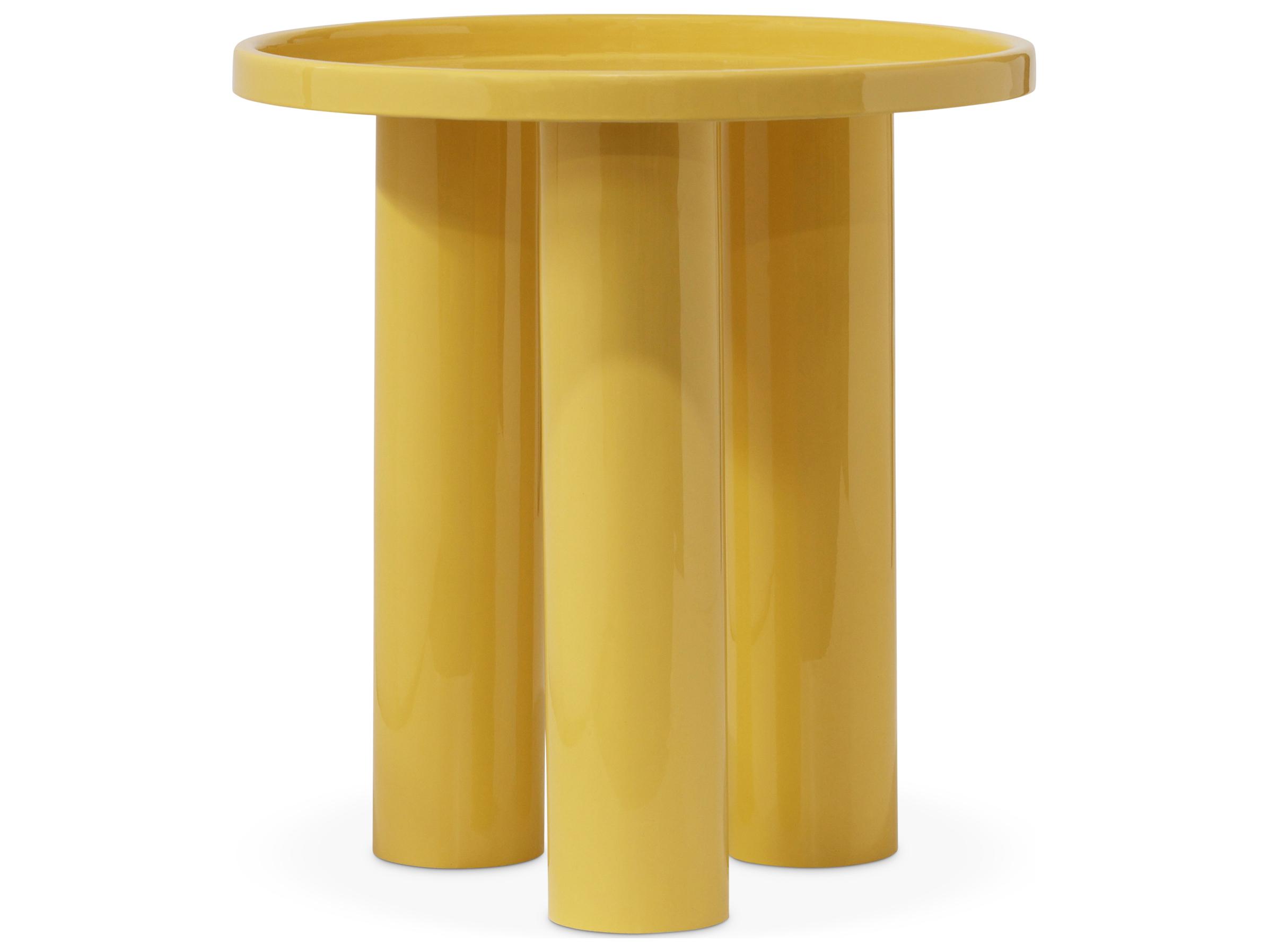 Urbia Eclat Round Metal Yellow Ochre End Table