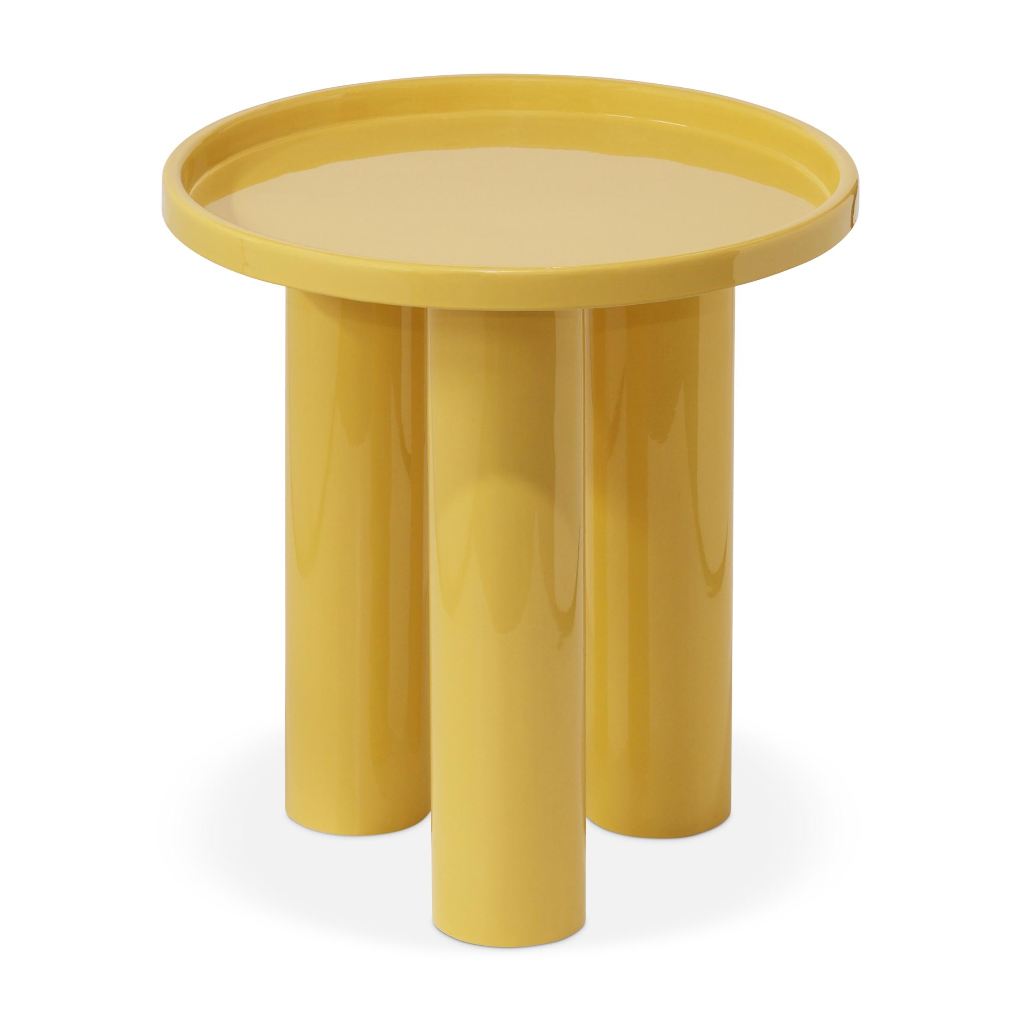 Urbia Eclat Round Metal Yellow Ochre End Table