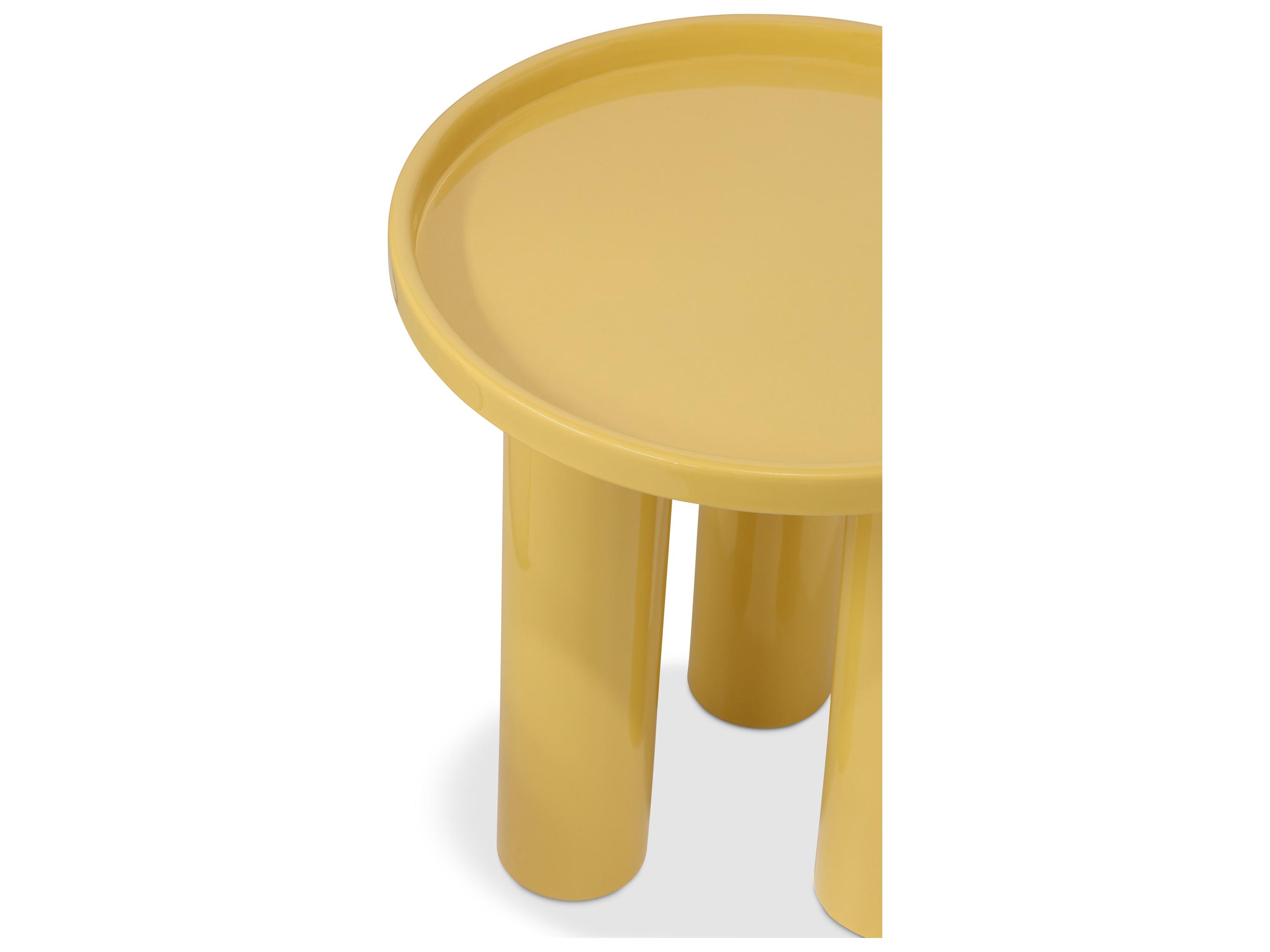 Urbia Eclat Round Metal Yellow Ochre End Table