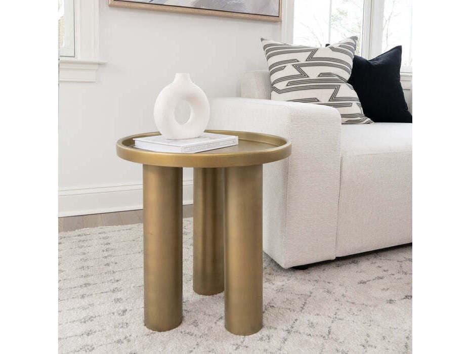 Urbia Eclat Sofia Round Metal Industrial Brass End Table