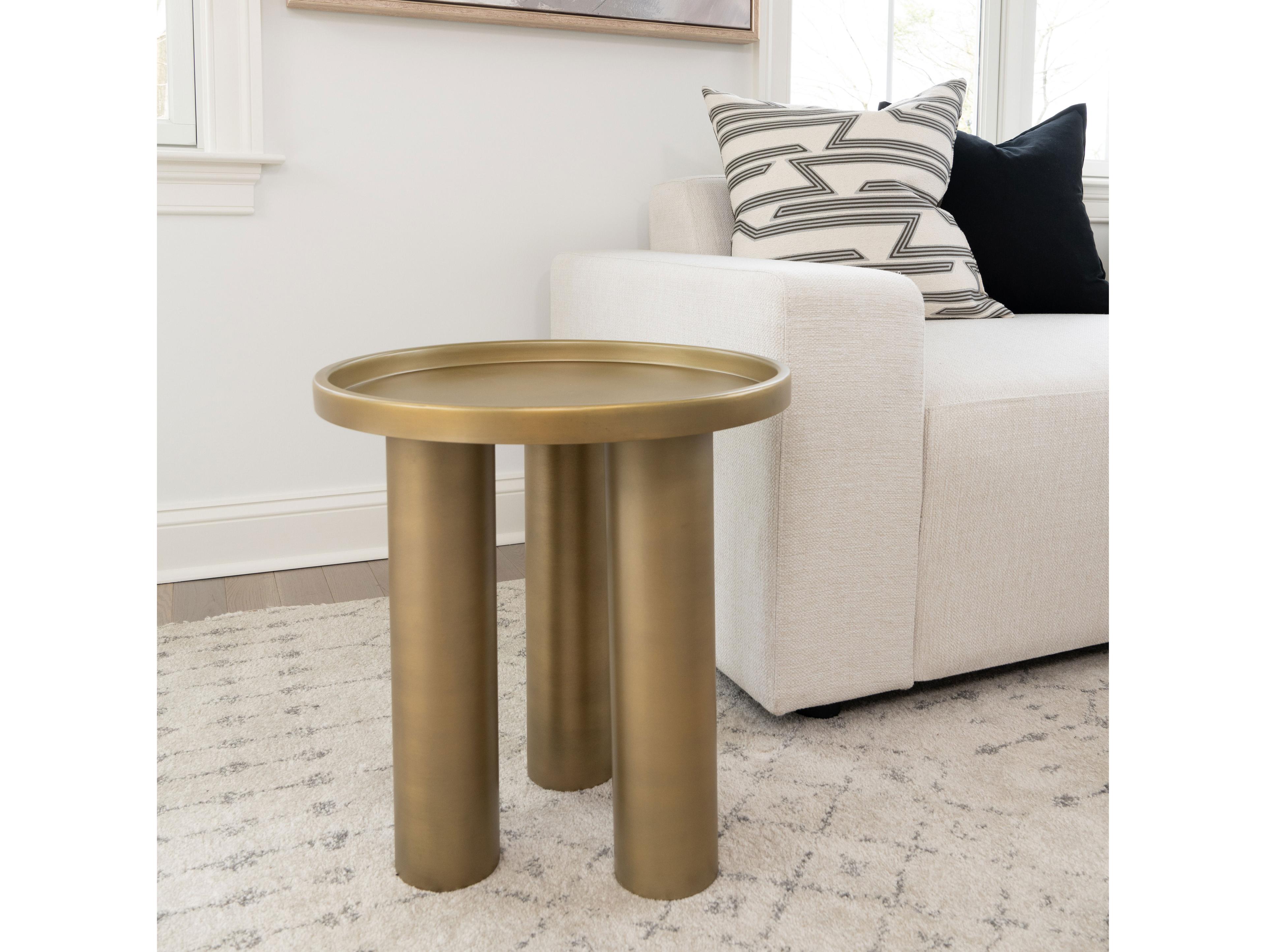 Urbia Eclat Sofia Round Metal Industrial Brass End Table