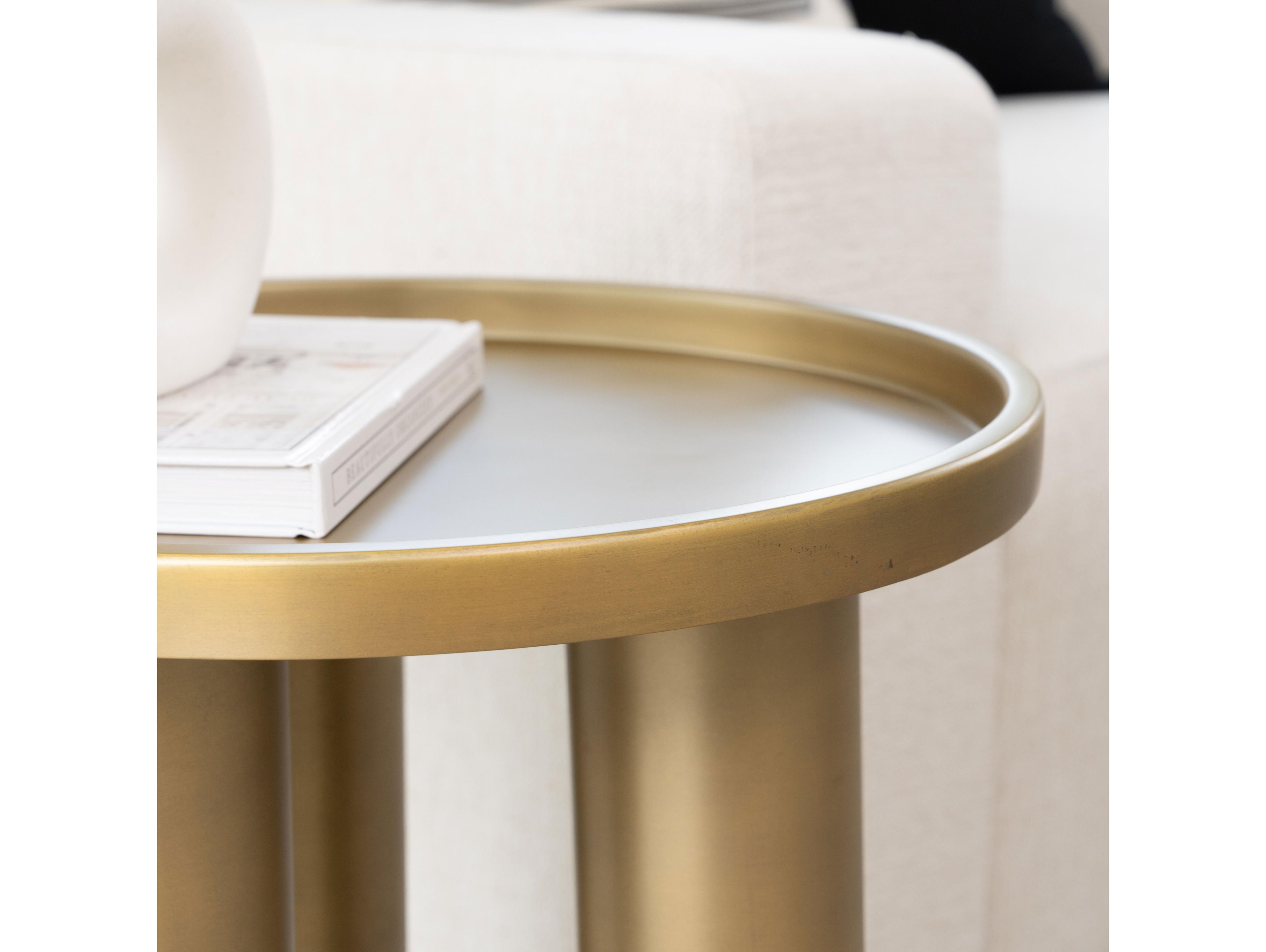 Urbia Eclat Sofia Round Metal Industrial Brass End Table