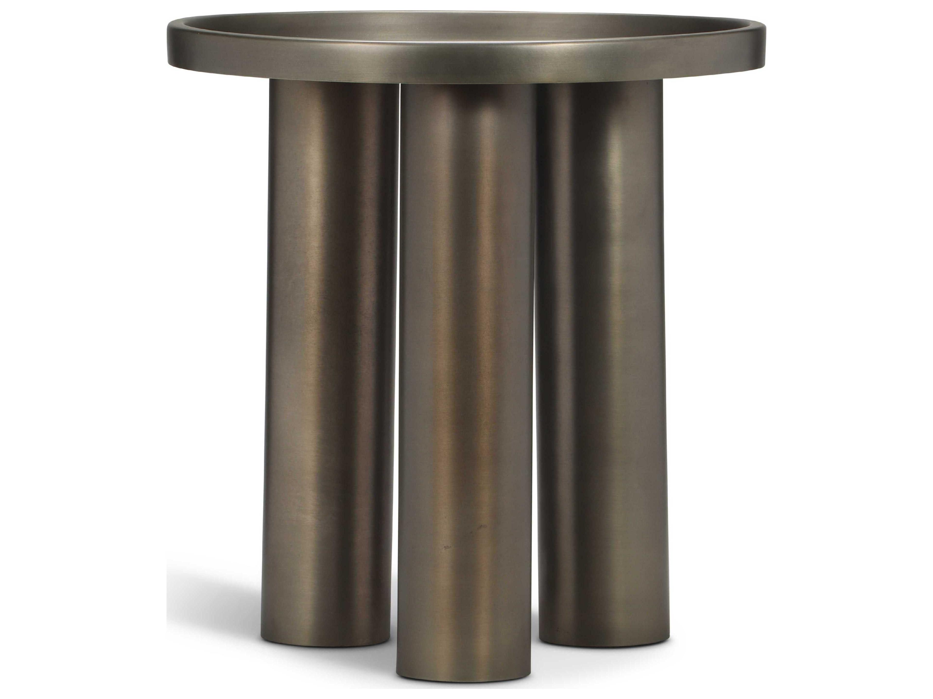 Urbia Eclat Sofia Round Metal Industrial Nickel End Table