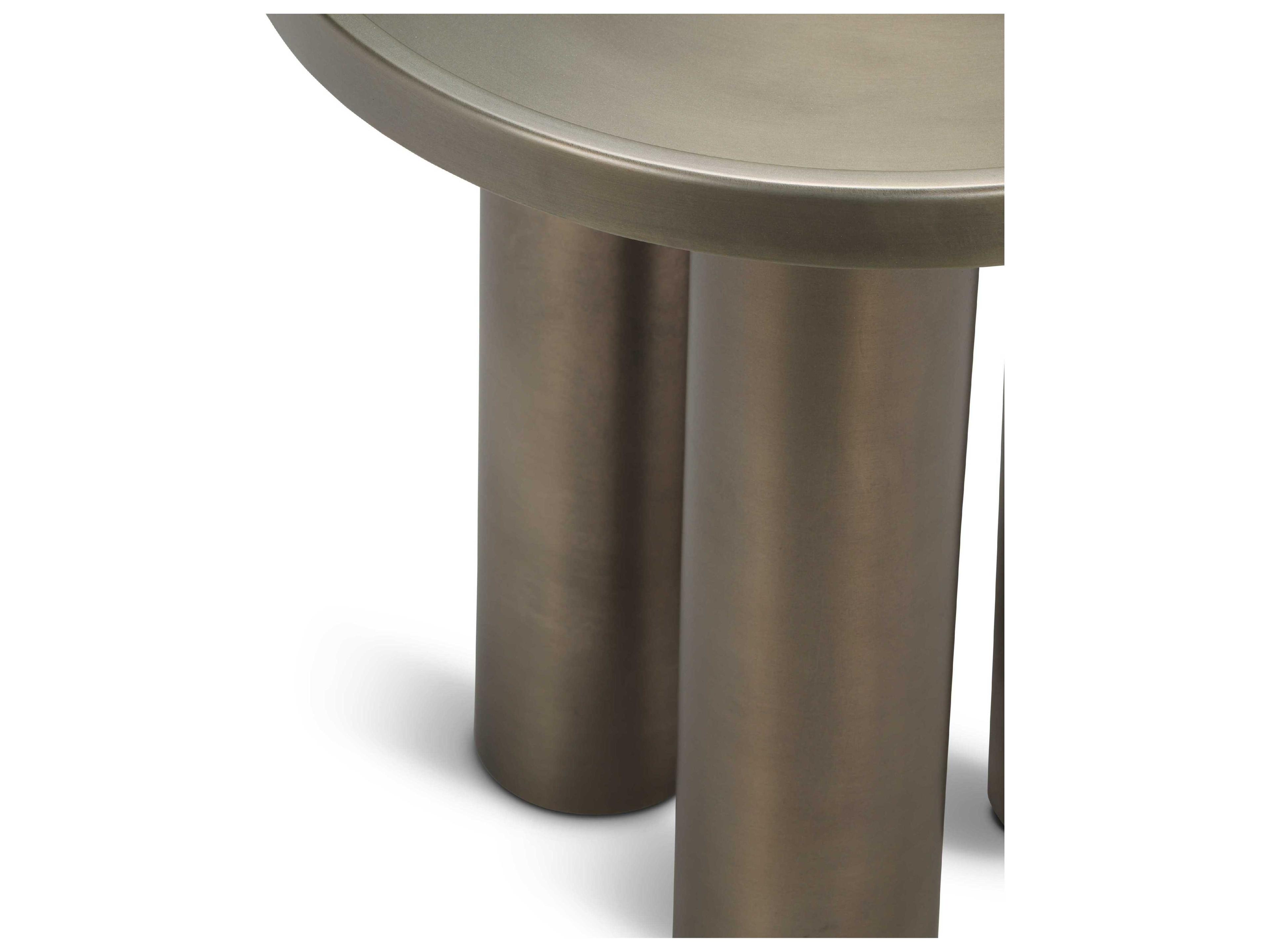 Urbia Eclat Sofia Round Metal Industrial Nickel End Table
