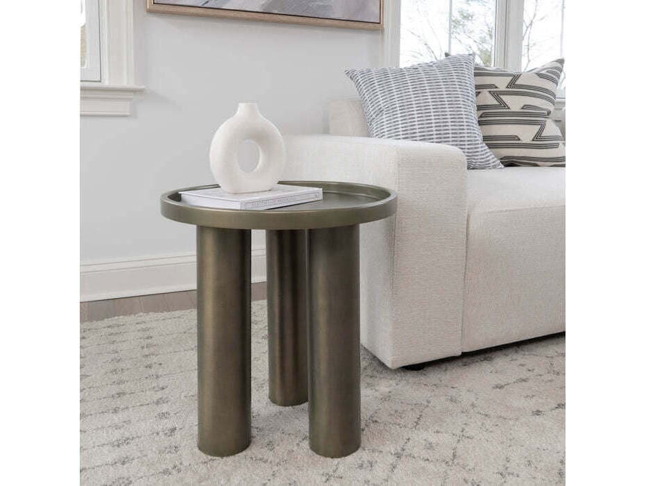 Urbia Eclat Sofia Round Metal Industrial Nickel End Table