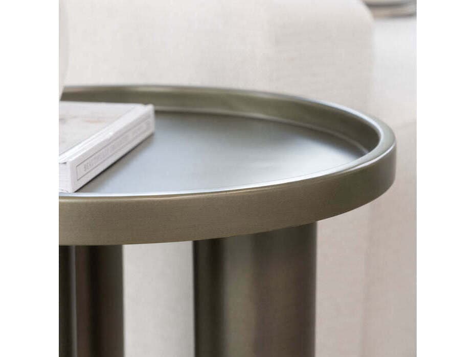 Urbia Eclat Sofia Round Metal Industrial Nickel End Table