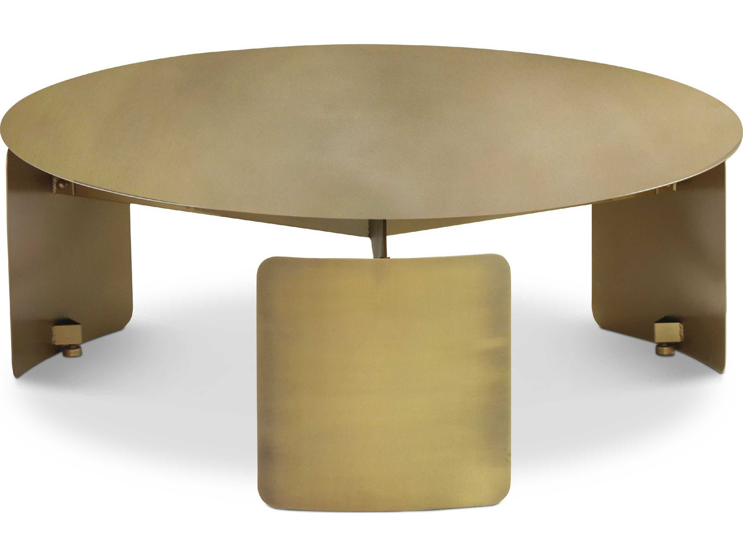 Urbia Senshi Round Metal Industrial Brass Coffee Table