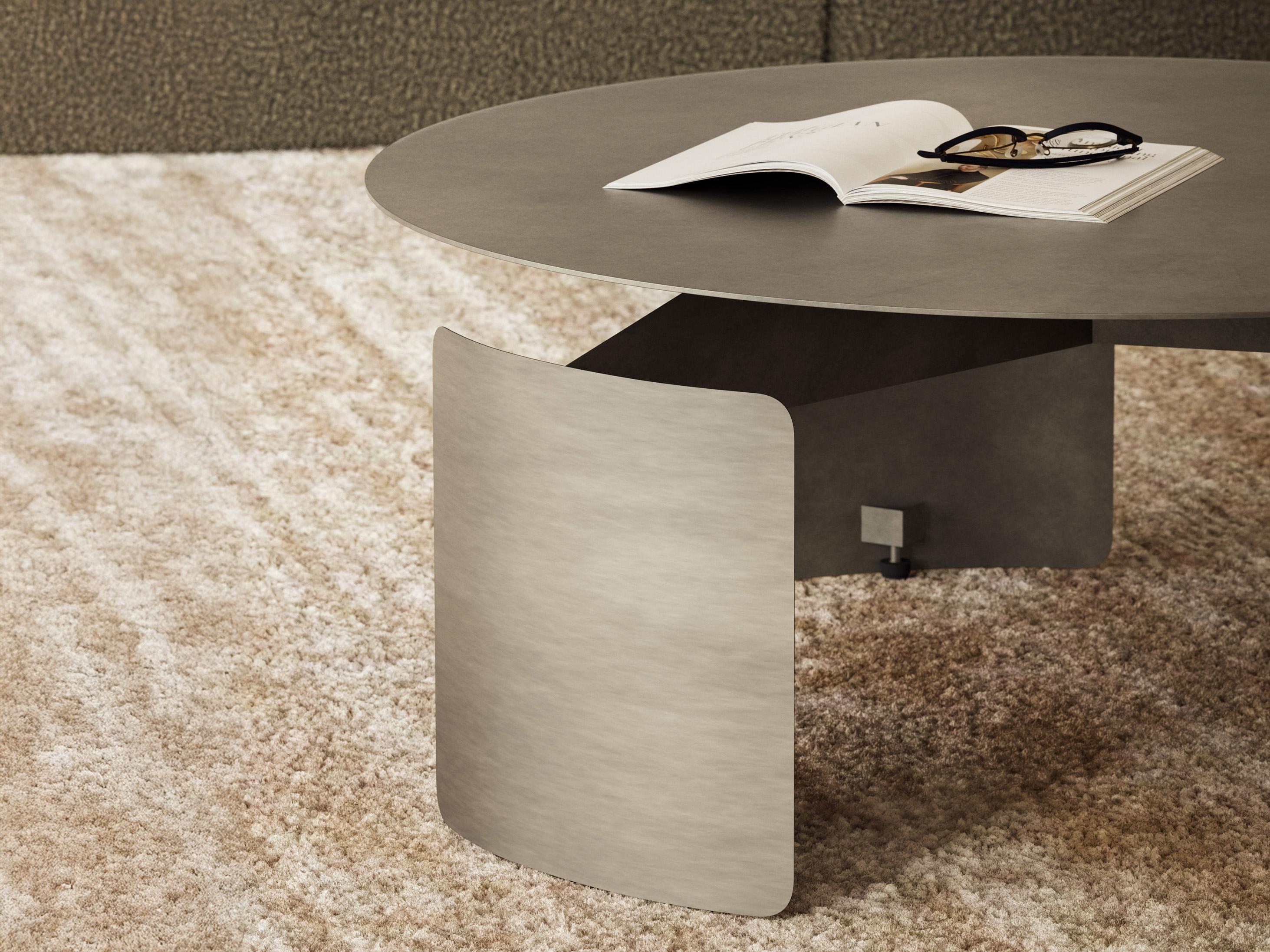 Urbia Senshi Round Metal Industrial Nickel Coffee Table