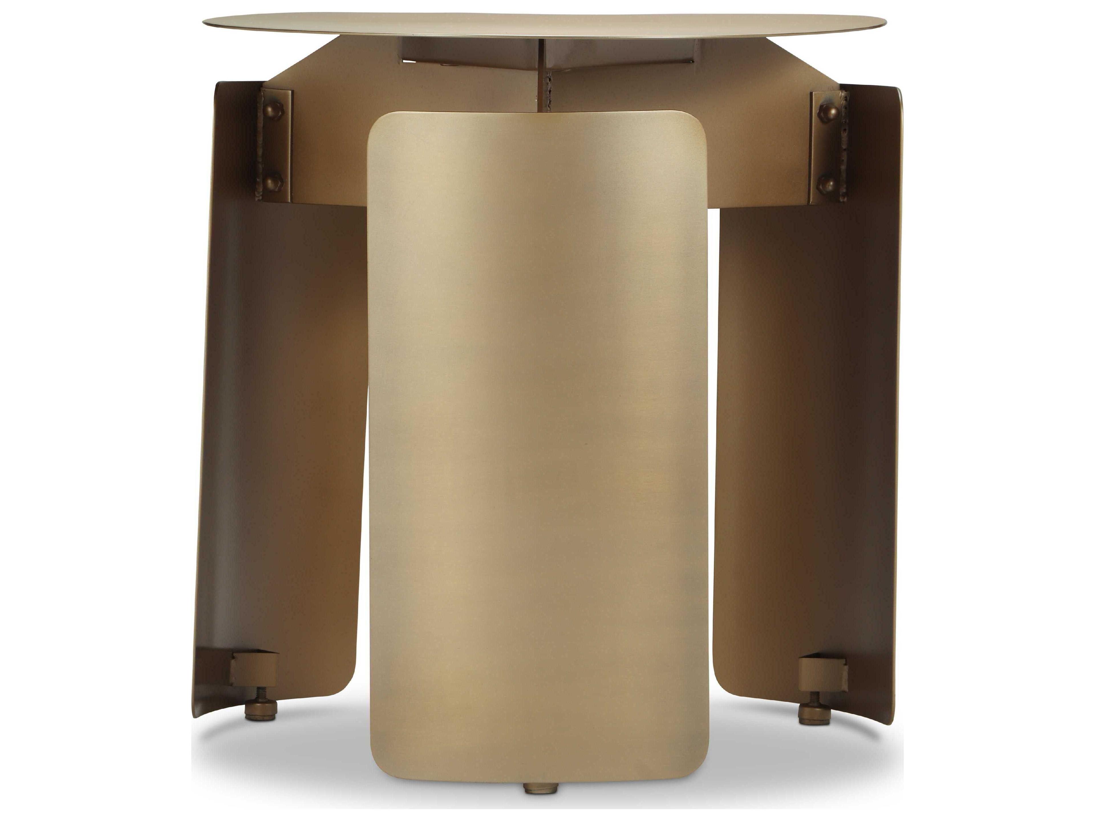 Urbia Senshi Sofia Round Metal Industrial Brass End Table