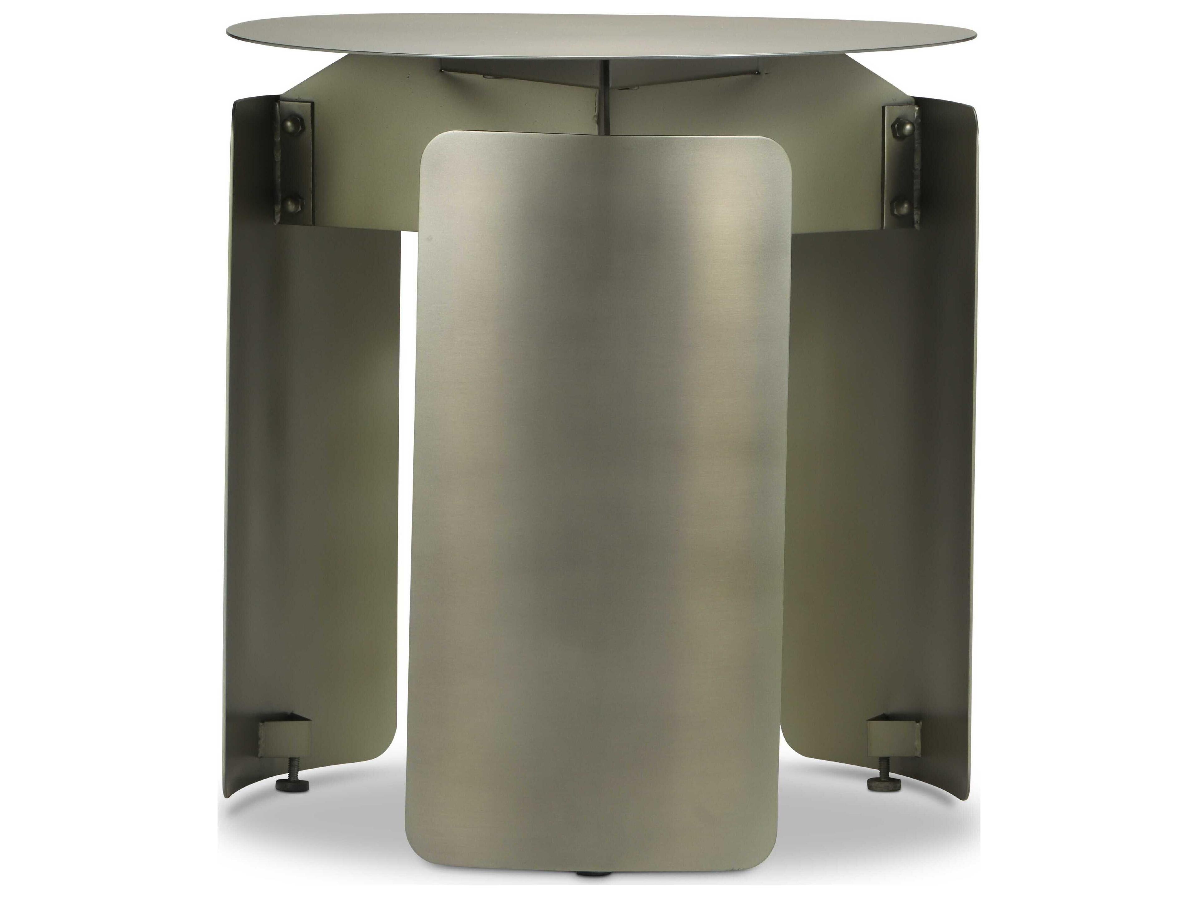 Urbia Senshi Sofia Round Metal Industrial Nickel End Table