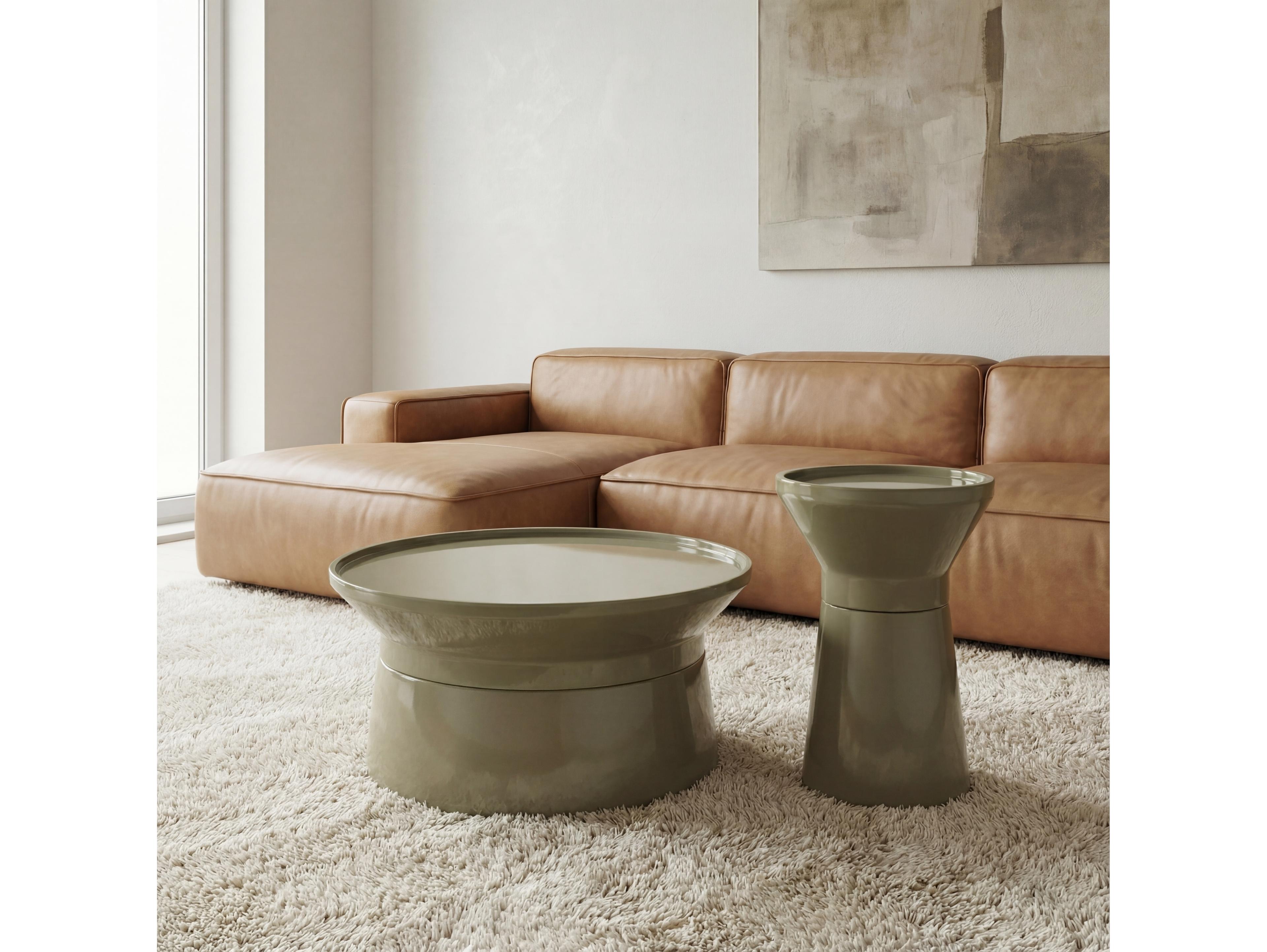 Urbia Sabine Round Metal Sage Green End Table