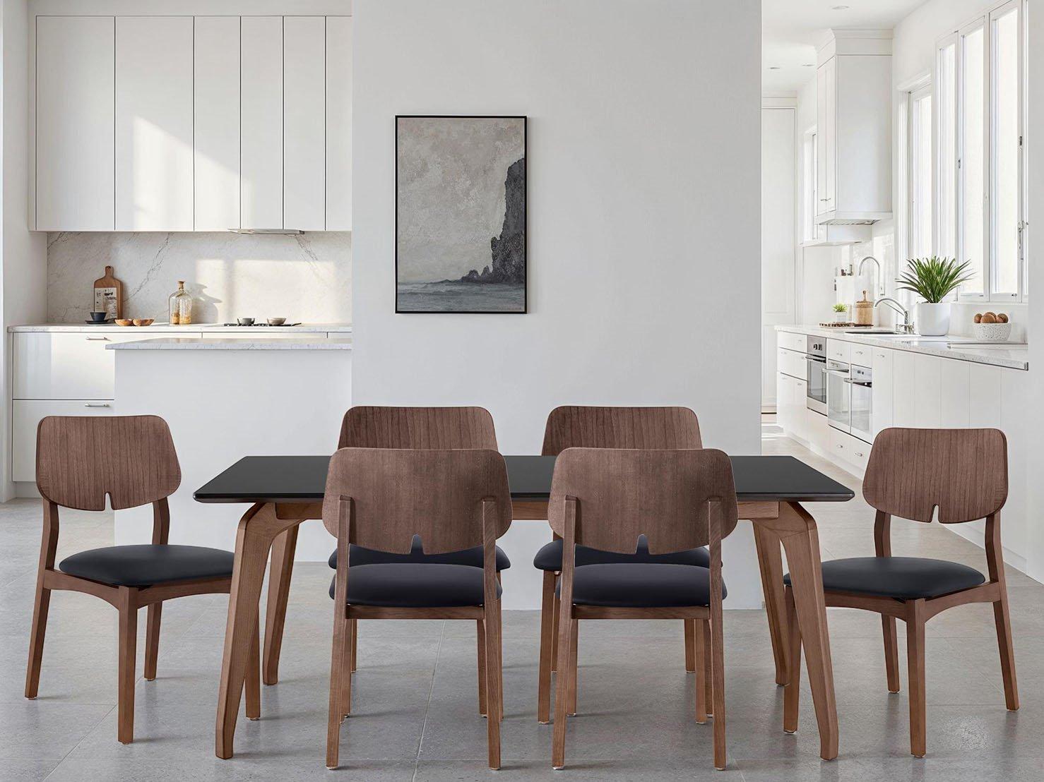 Urbia Modern Brazilian Black Solid Wood Dining Room Set