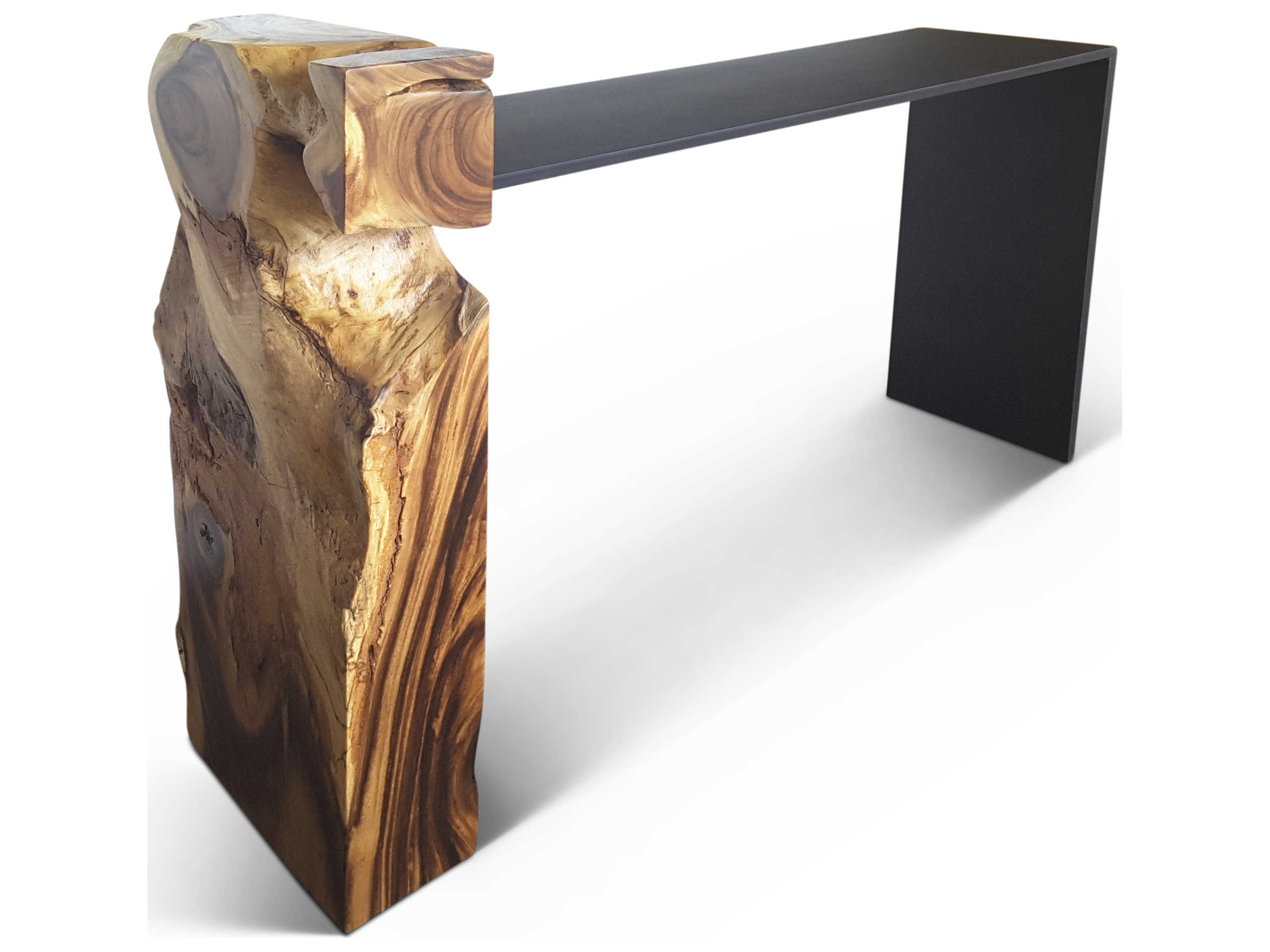 Urbia Naturals Rectangular Metal Natural Chamcha Black Console Table