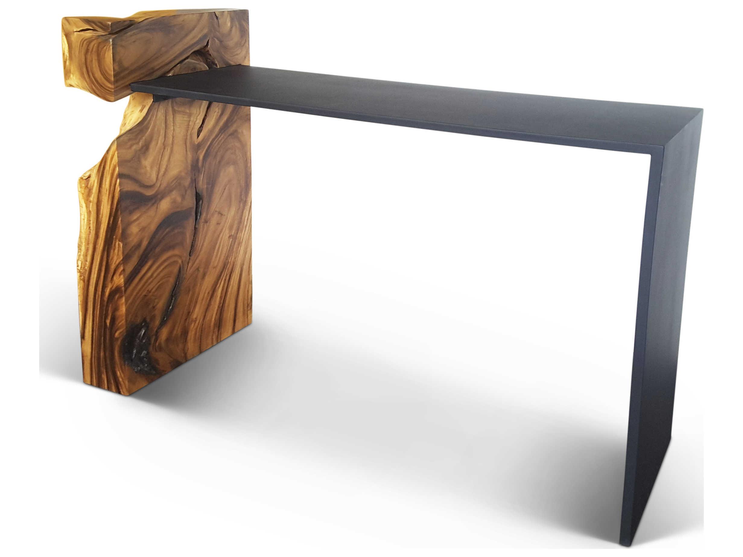 Urbia Naturals Rectangular Metal Natural Chamcha Black Console Table