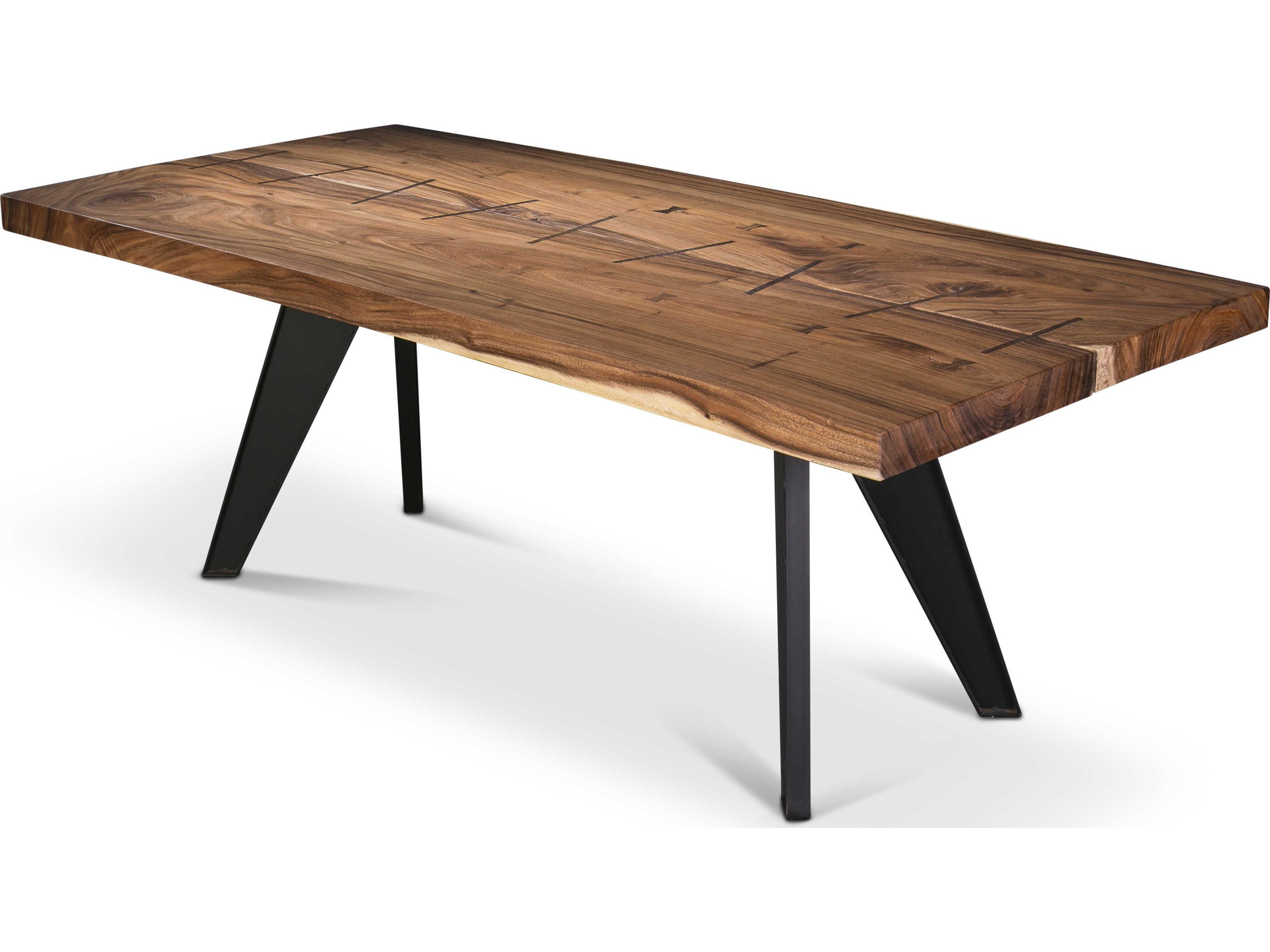 Urbia Naturals Rectangular Wood Natural Chamcha Black Dining Table