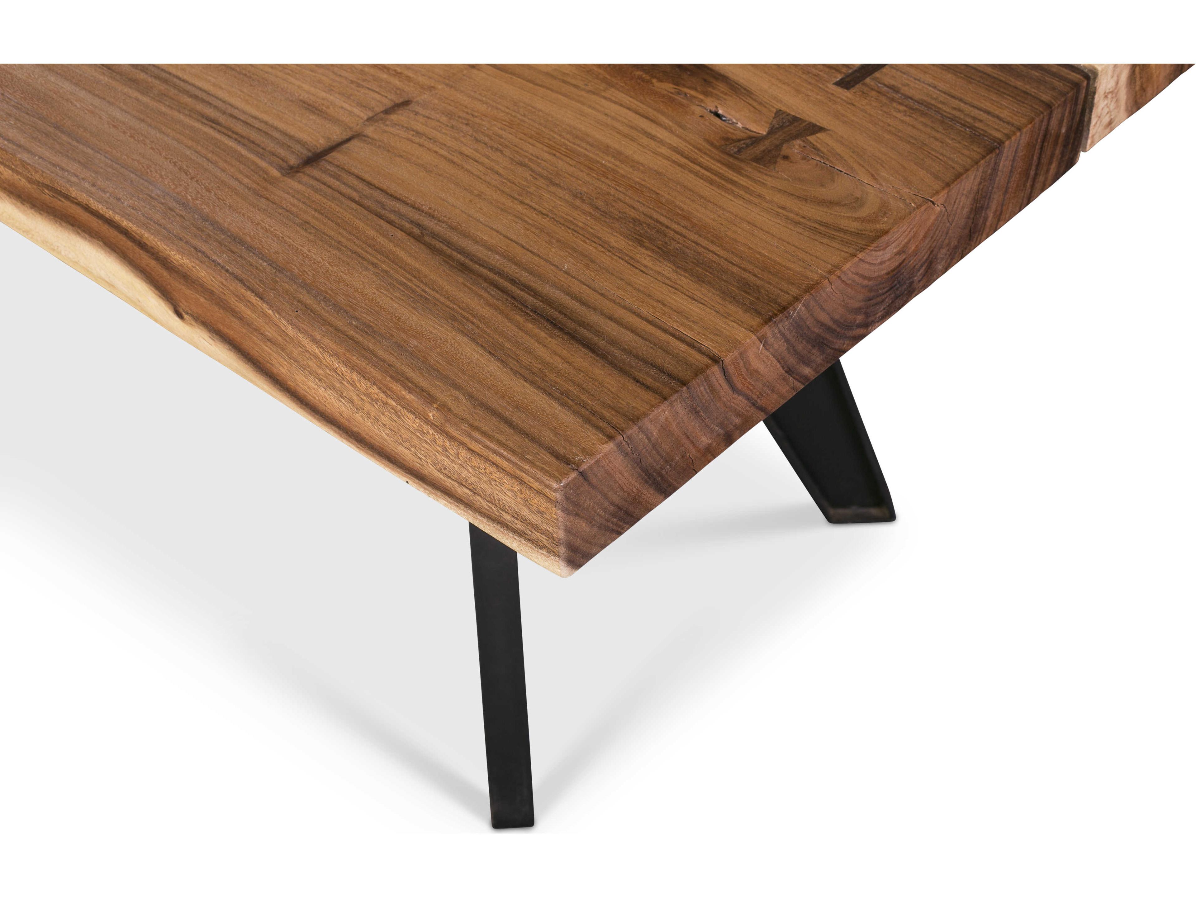 Urbia Naturals Rectangular Wood Natural Chamcha Black Dining Table