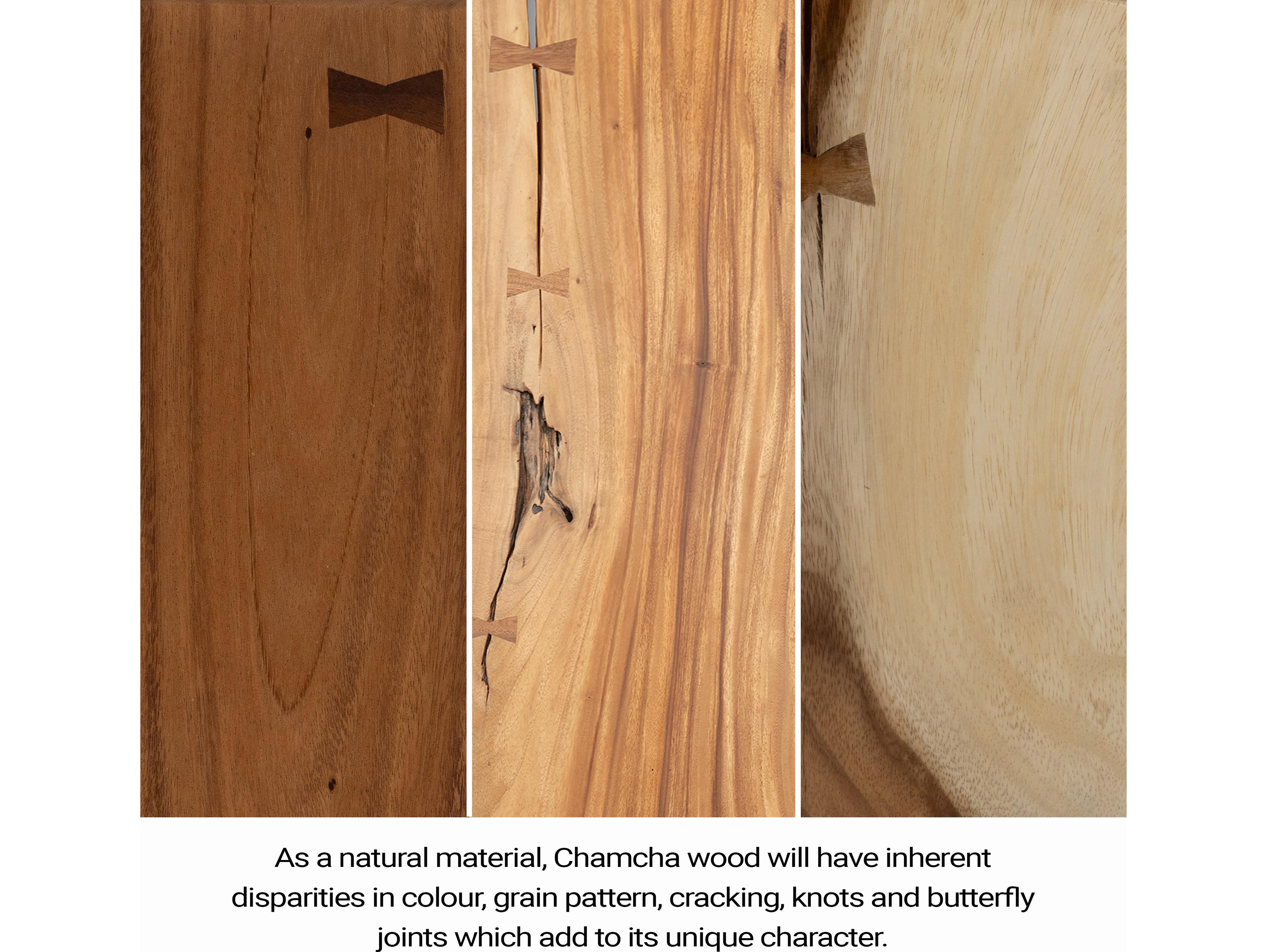 Urbia Naturals Rectangular Wood Natural Chamcha Black Dining Table