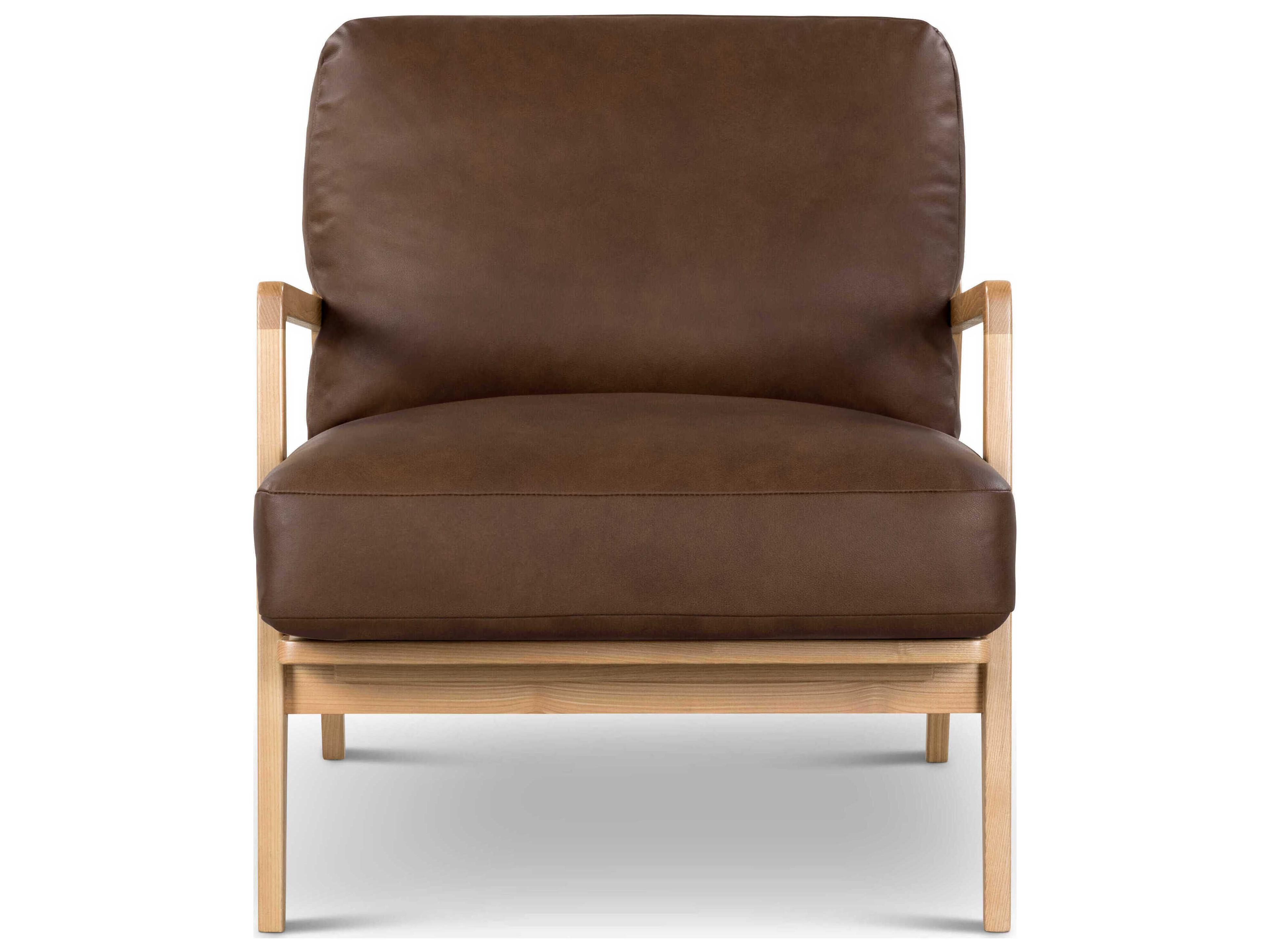 Urbia Carmelo Oak Genuine Leather Accent Chair